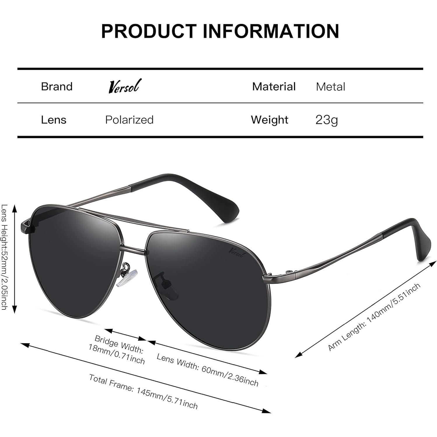 Gafas de sol aviador polarizadas Versol UV400 unisex