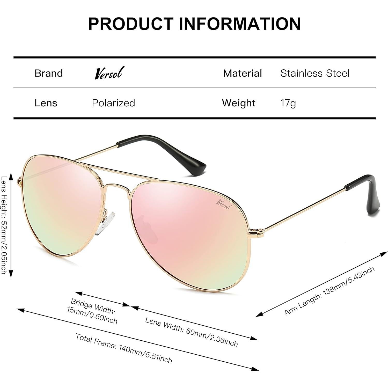Gafas de sol aviador polarizadas Versol UV400 unisex