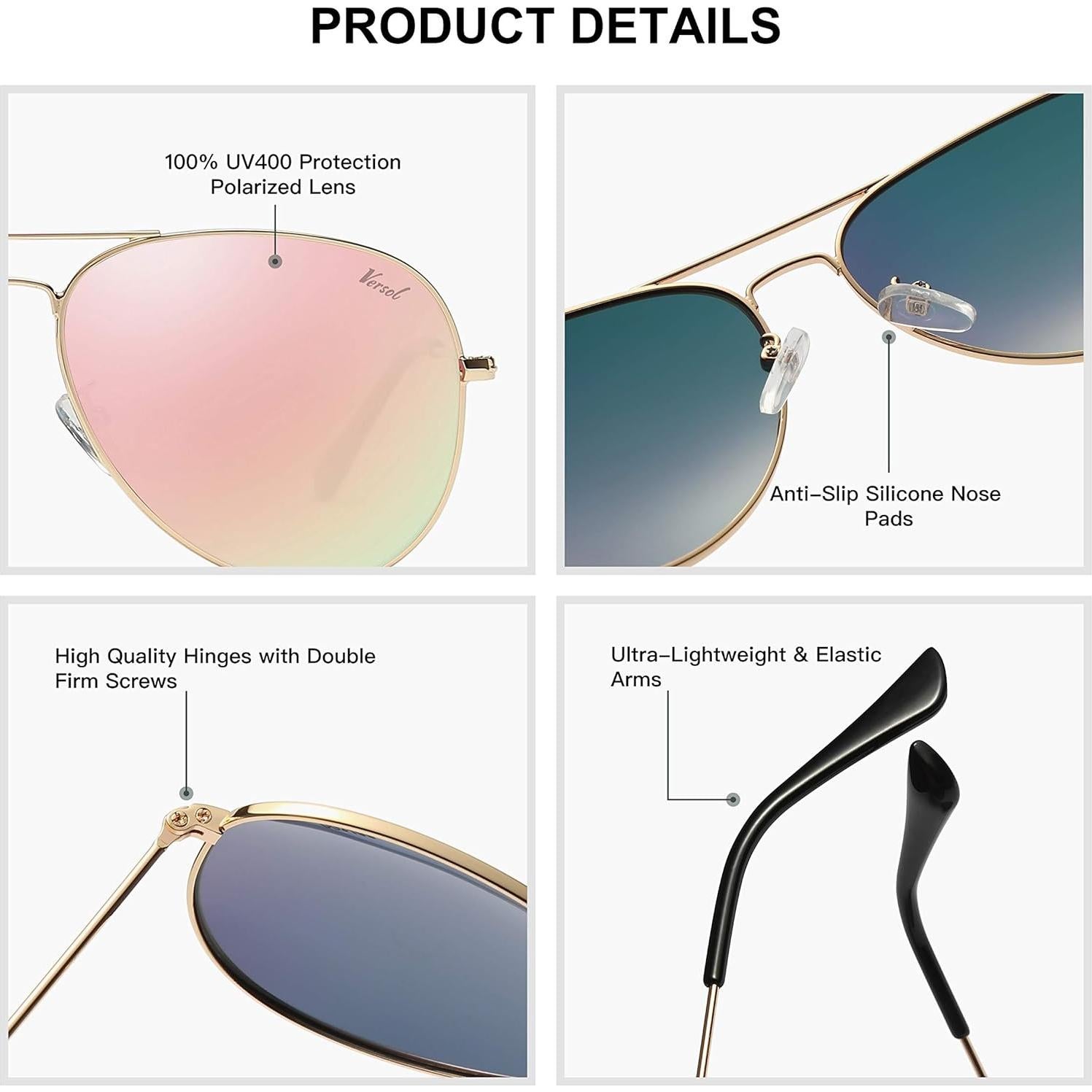 Gafas de sol aviador polarizadas Versol UV400 unisex