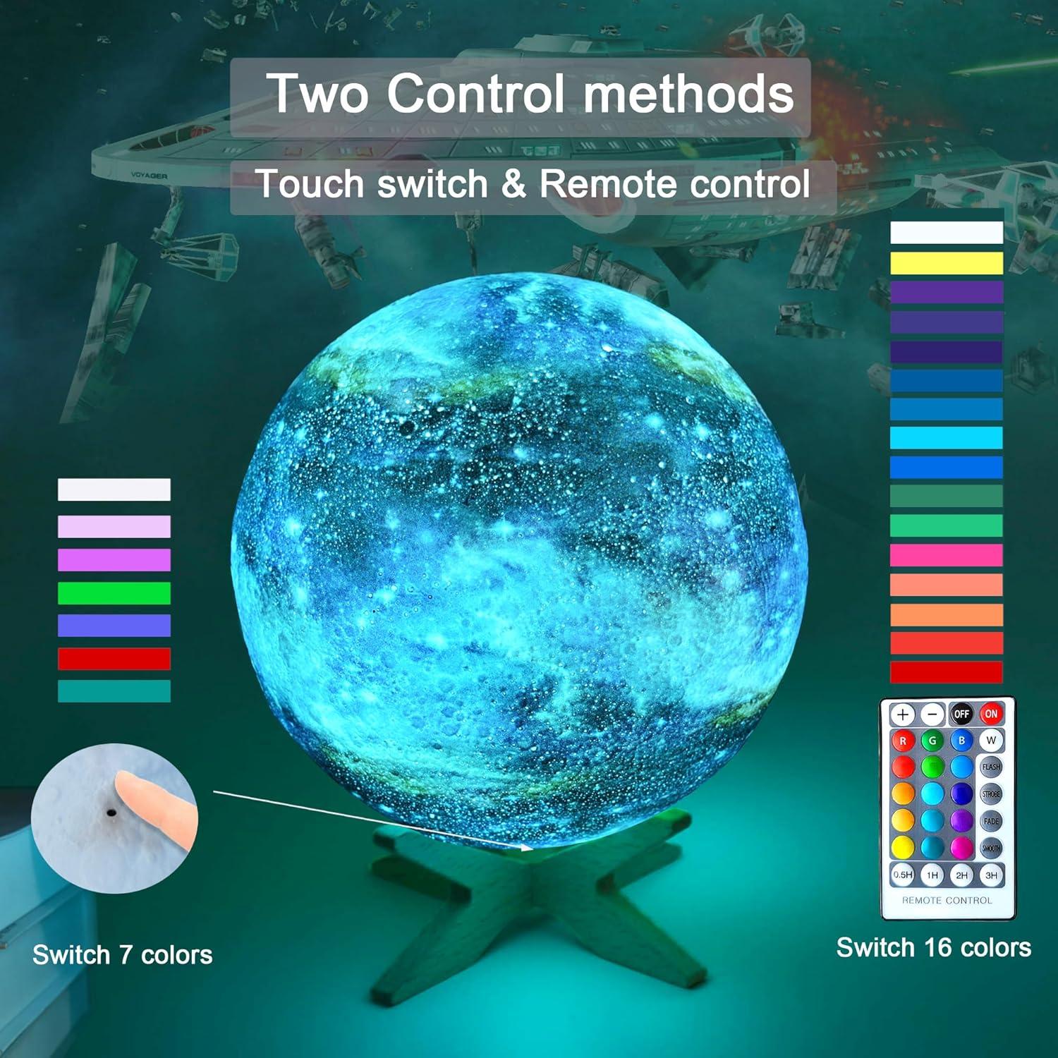 Lámpara de Luna 15 cm HYODREAM Luz Nocturna LED 16 Colores