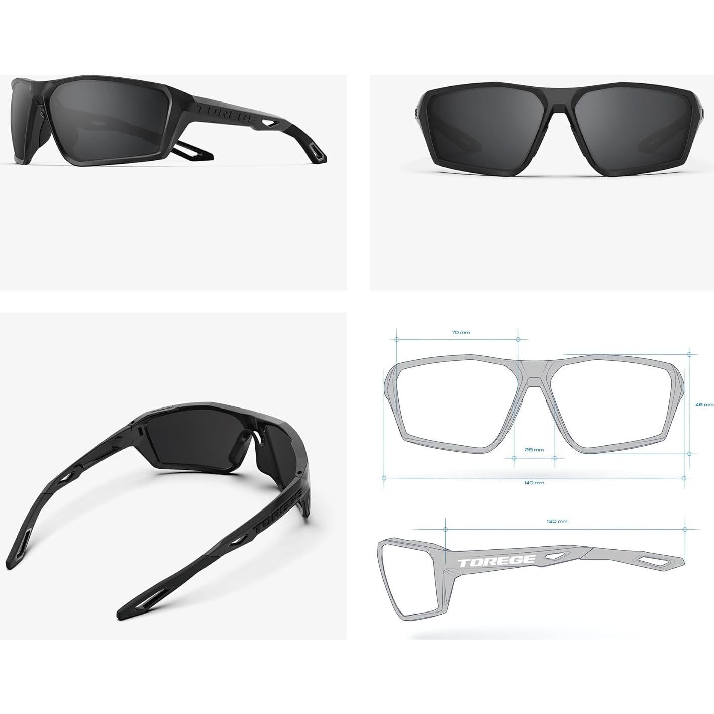 Gafas de sol deportivas polarizadas TOREGE para hombres y mujeres