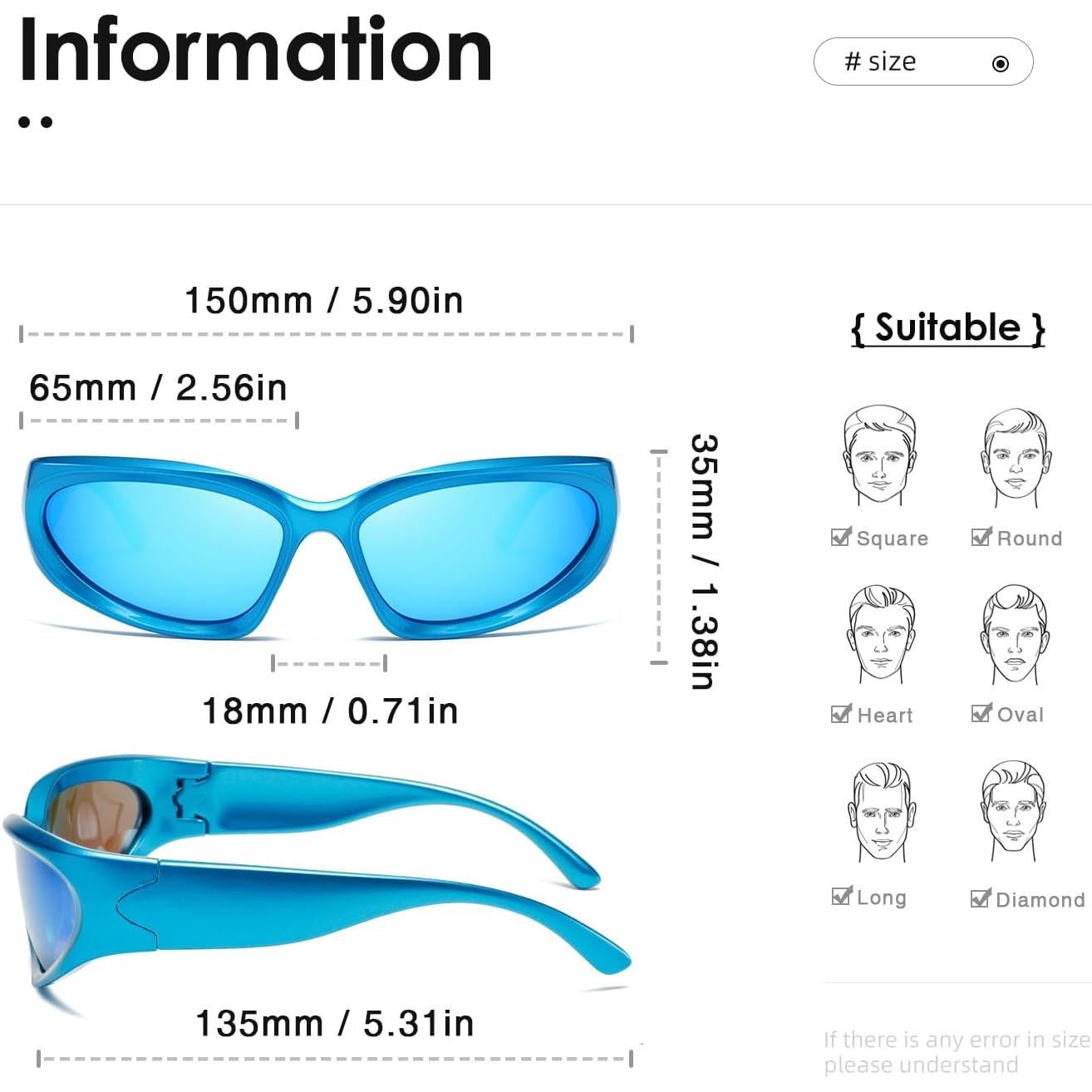 Gafas de Sol Polarizadas KIMORN Envolventes Azul UV400