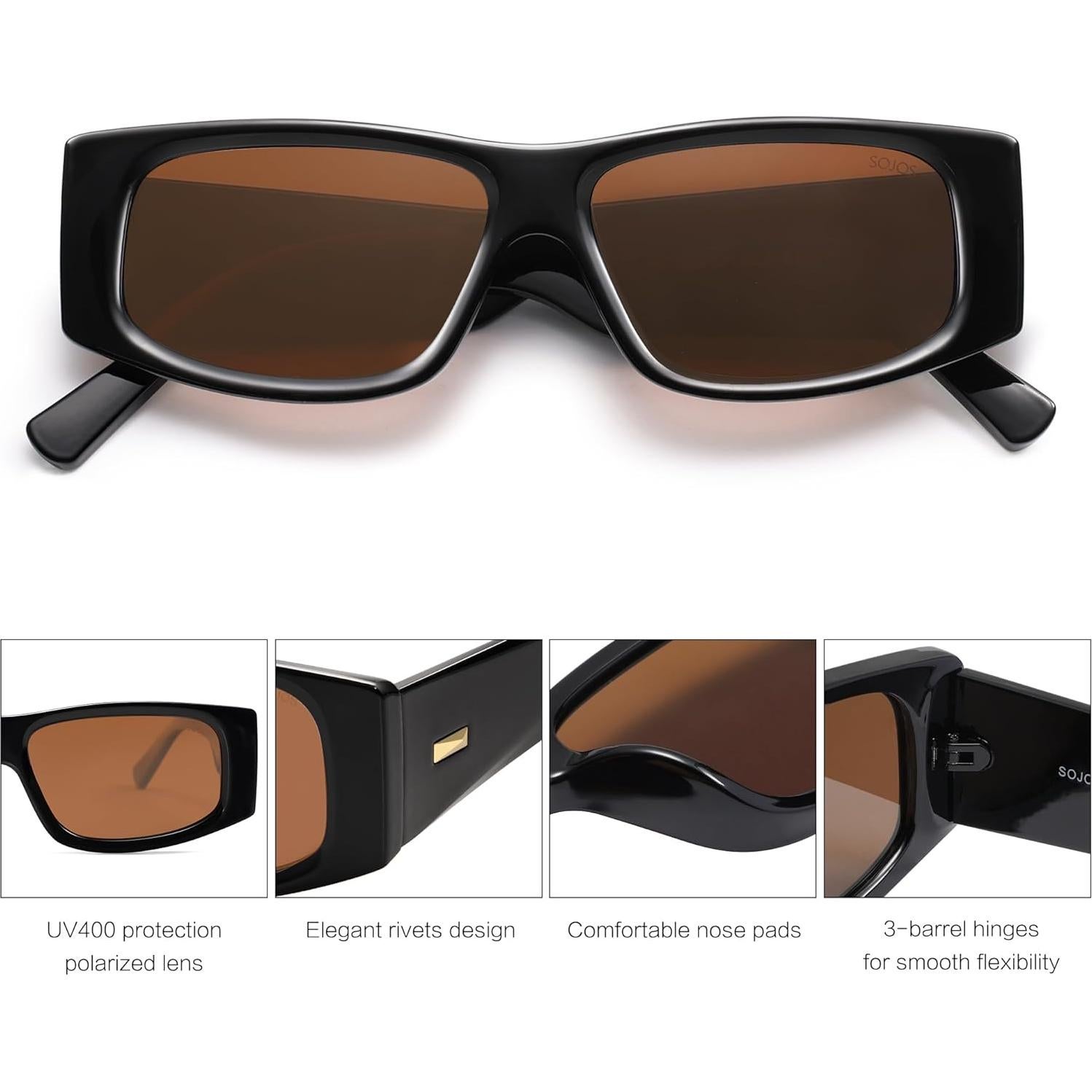 Gafas de sol polarizadas SOJOS Trendy Y2K para hombres y mujeres