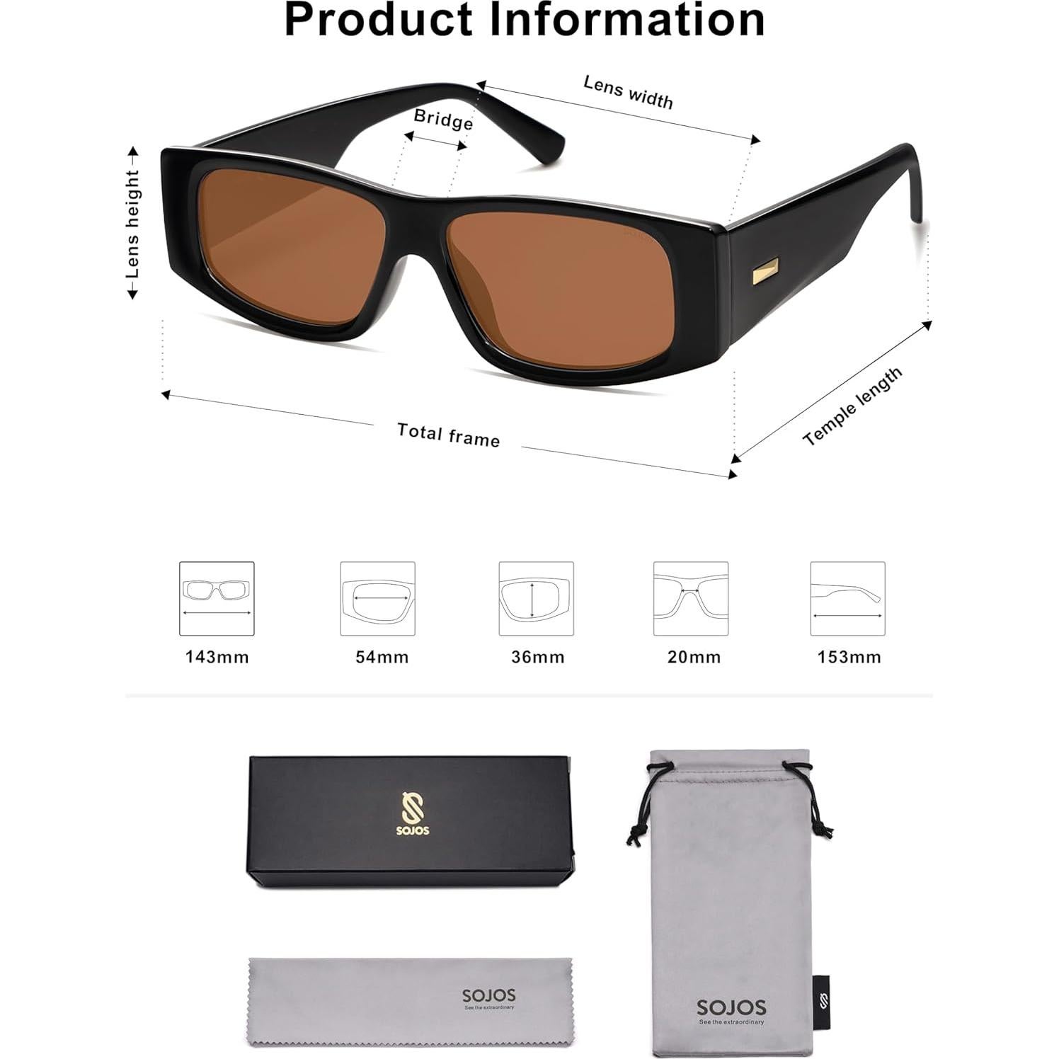 Gafas de sol polarizadas SOJOS Trendy Y2K para hombres y mujeres