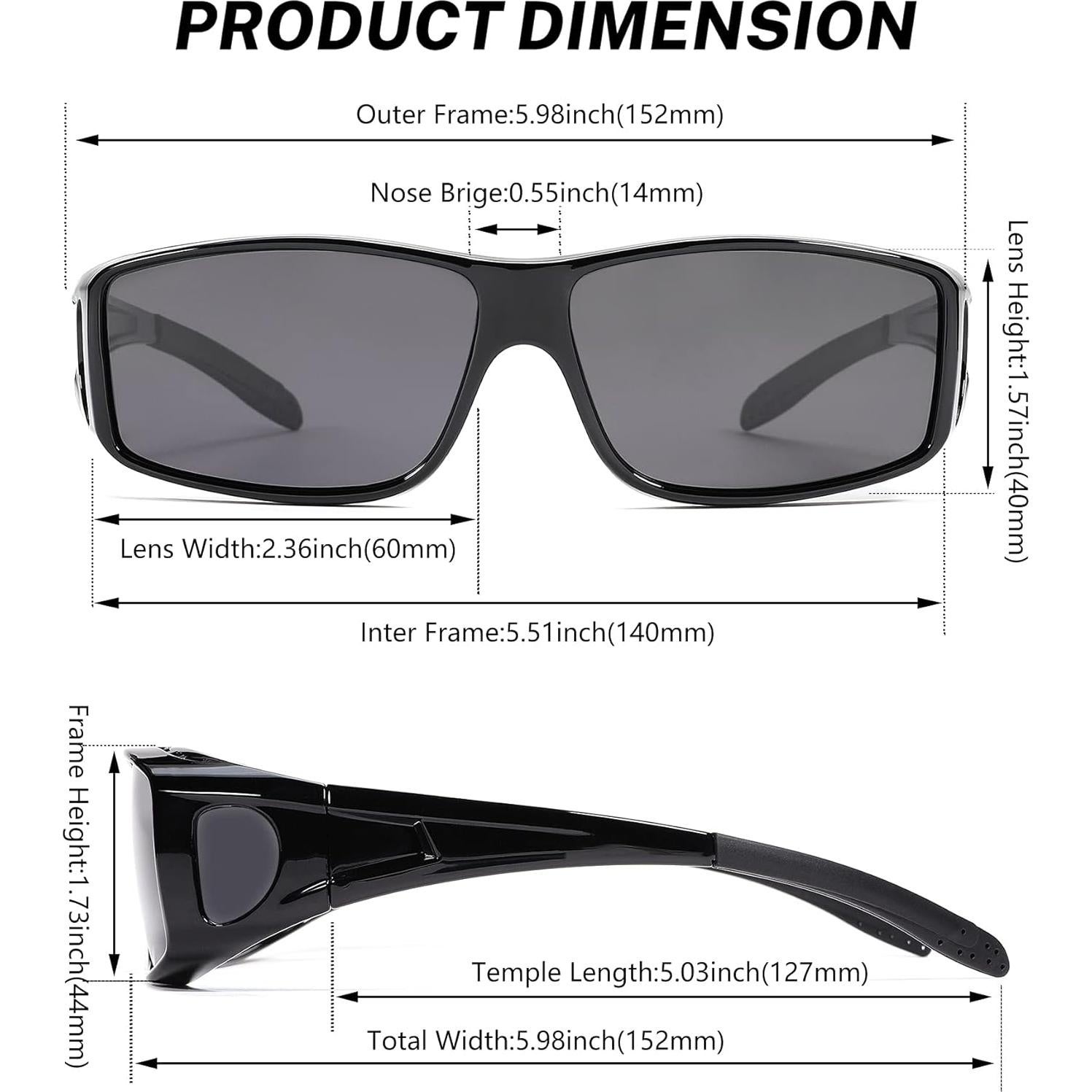 Gafas de sol polarizadas NULOOQ para usar sobre gafas recetadas