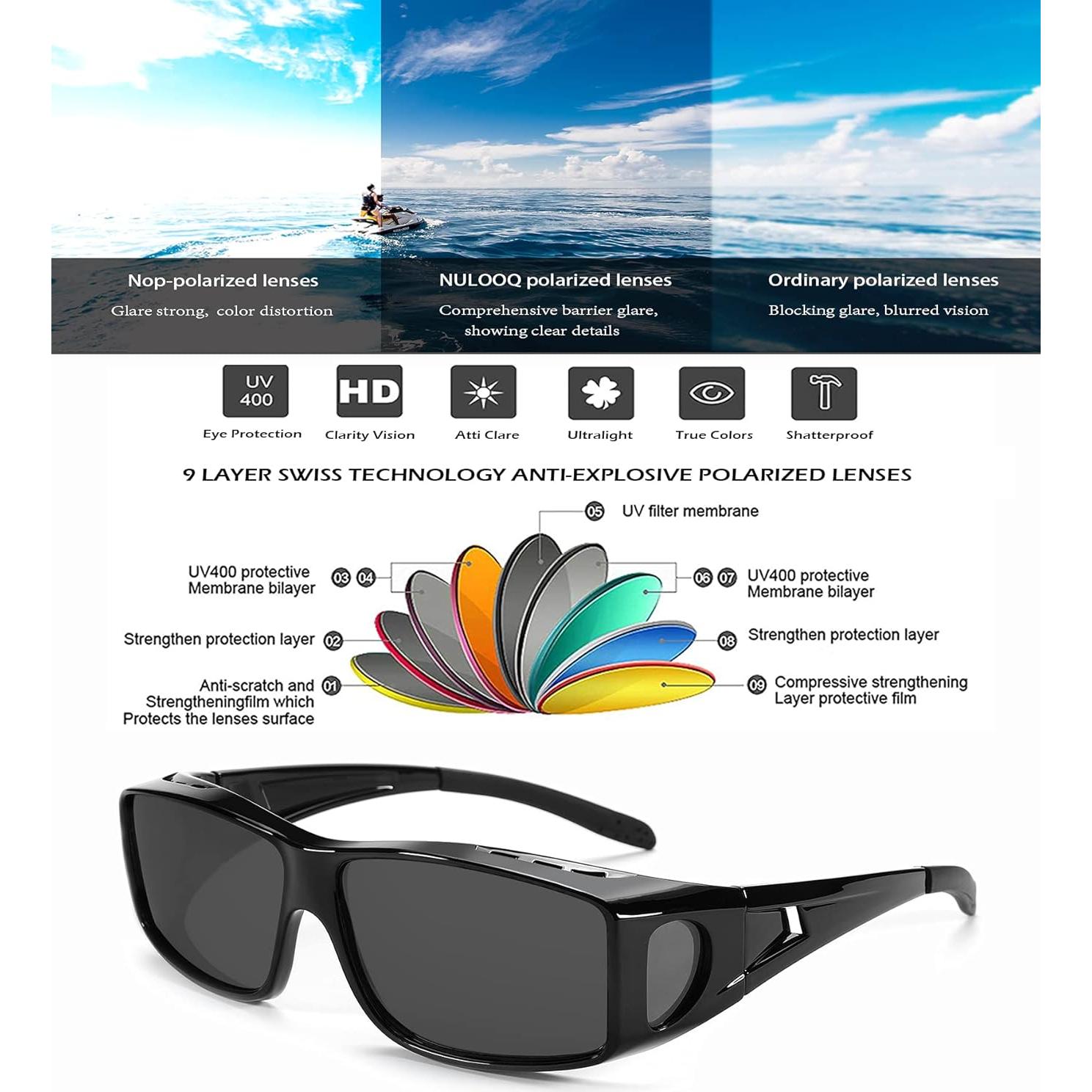 Gafas de sol polarizadas NULOOQ para usar sobre gafas recetadas