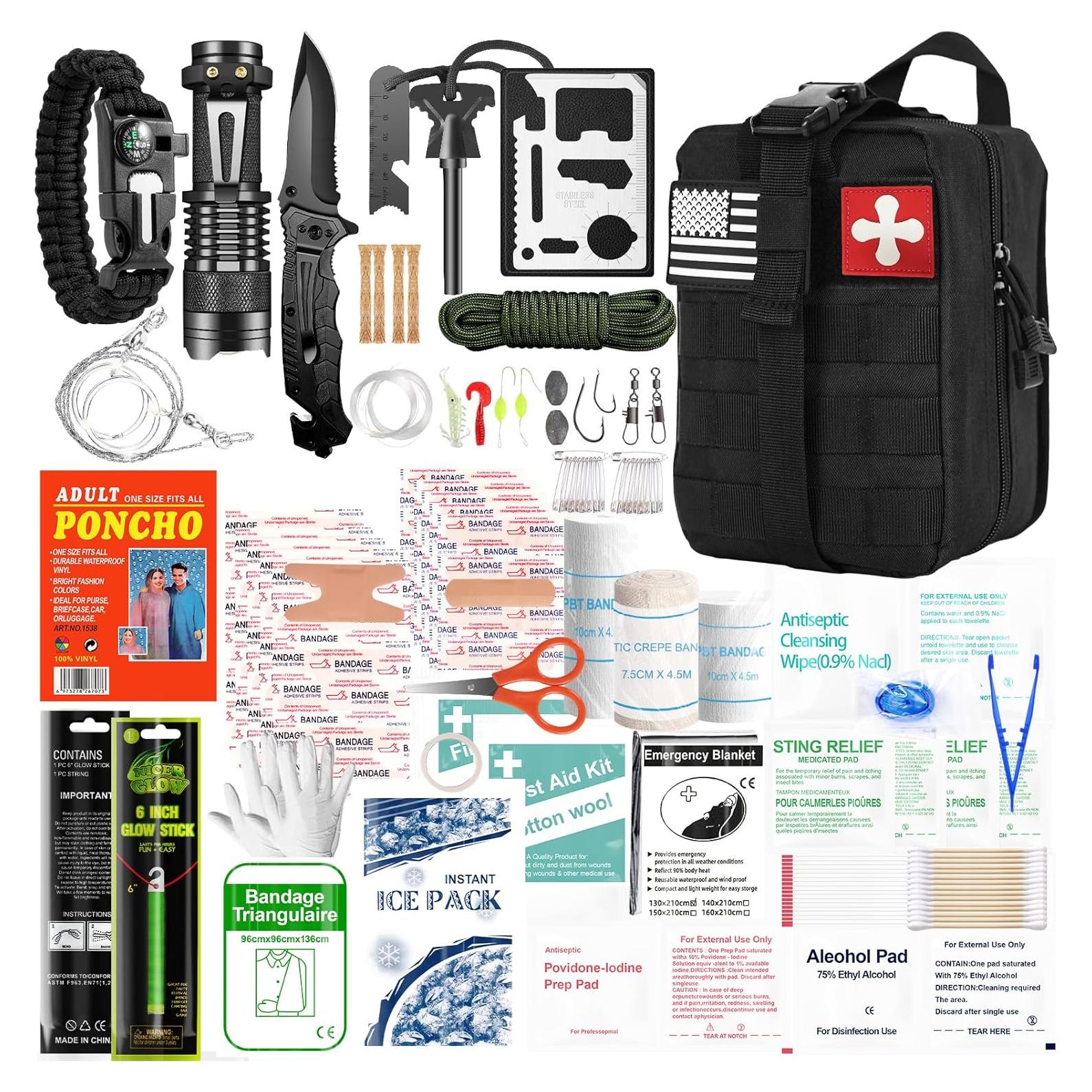 Kit de Supervivencia 174 Piezas AmeInterest para Camping