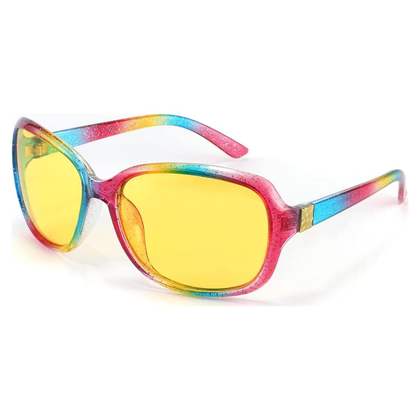 Gafas de Sol Nocturnas FEISEDY para Mujeres, Lentes Amarillos 60mm