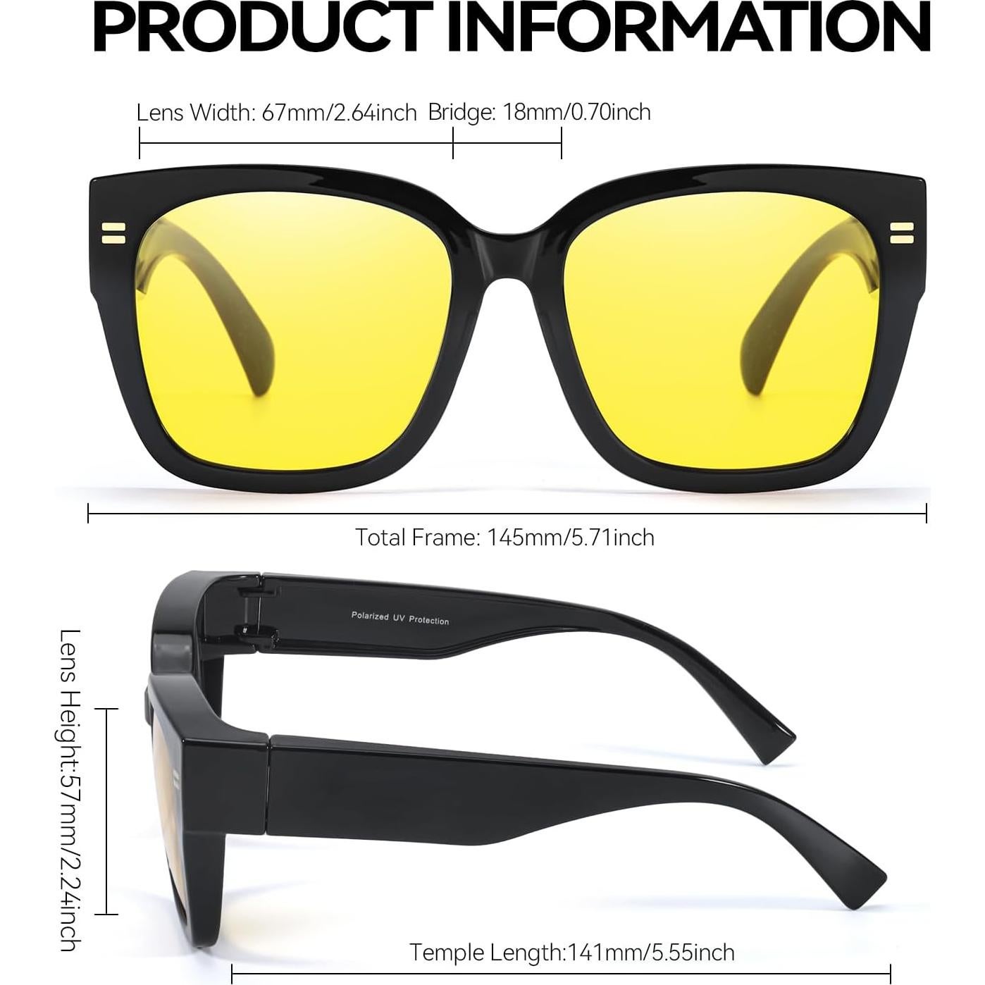 Gafas de Visión Nocturna LVIOE Amarillas Polarizadas Unisex