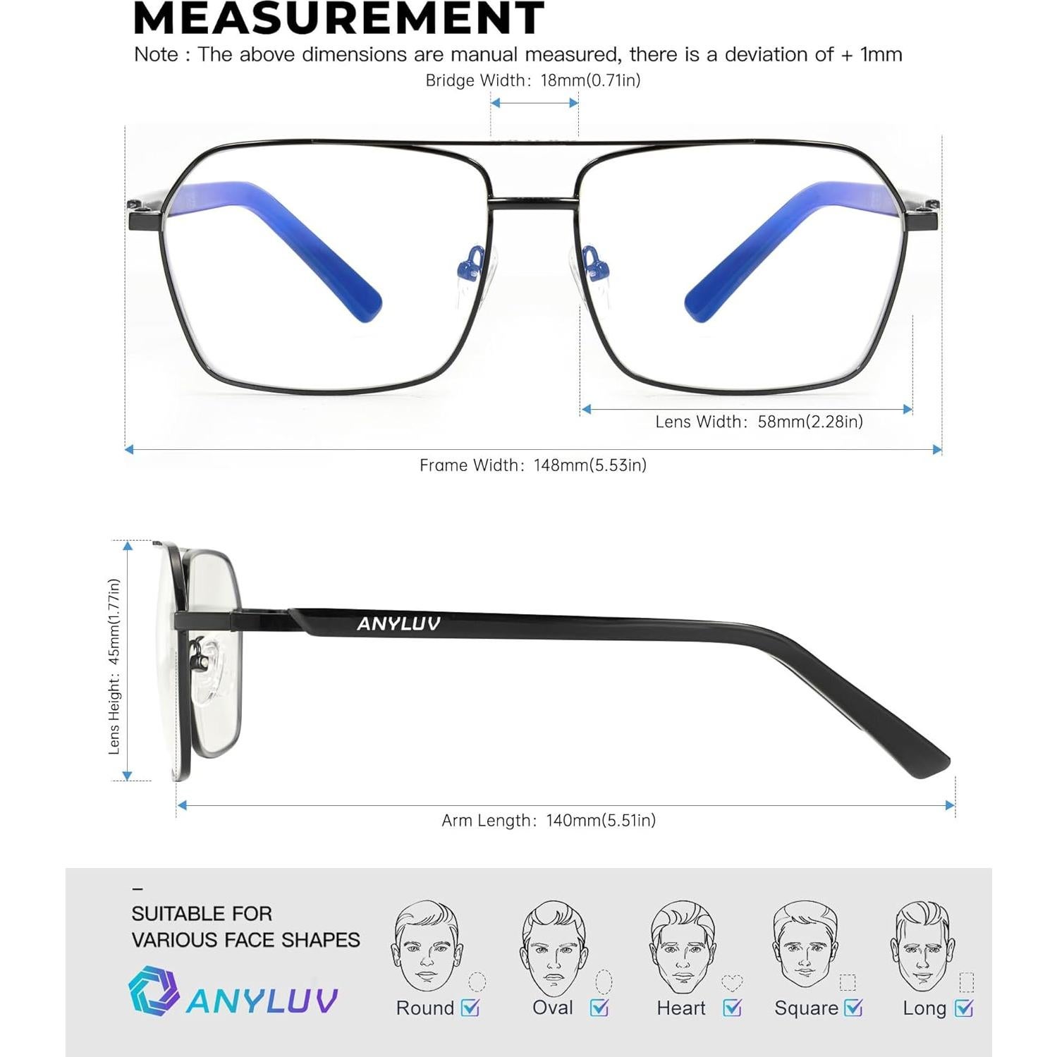 Gafas de Luz Azul ANYLUV AN4528-1 para Hombres y Mujeres