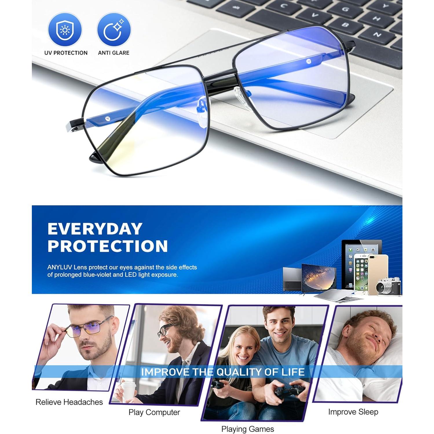 Gafas de Luz Azul ANYLUV AN4528-1 para Hombres y Mujeres