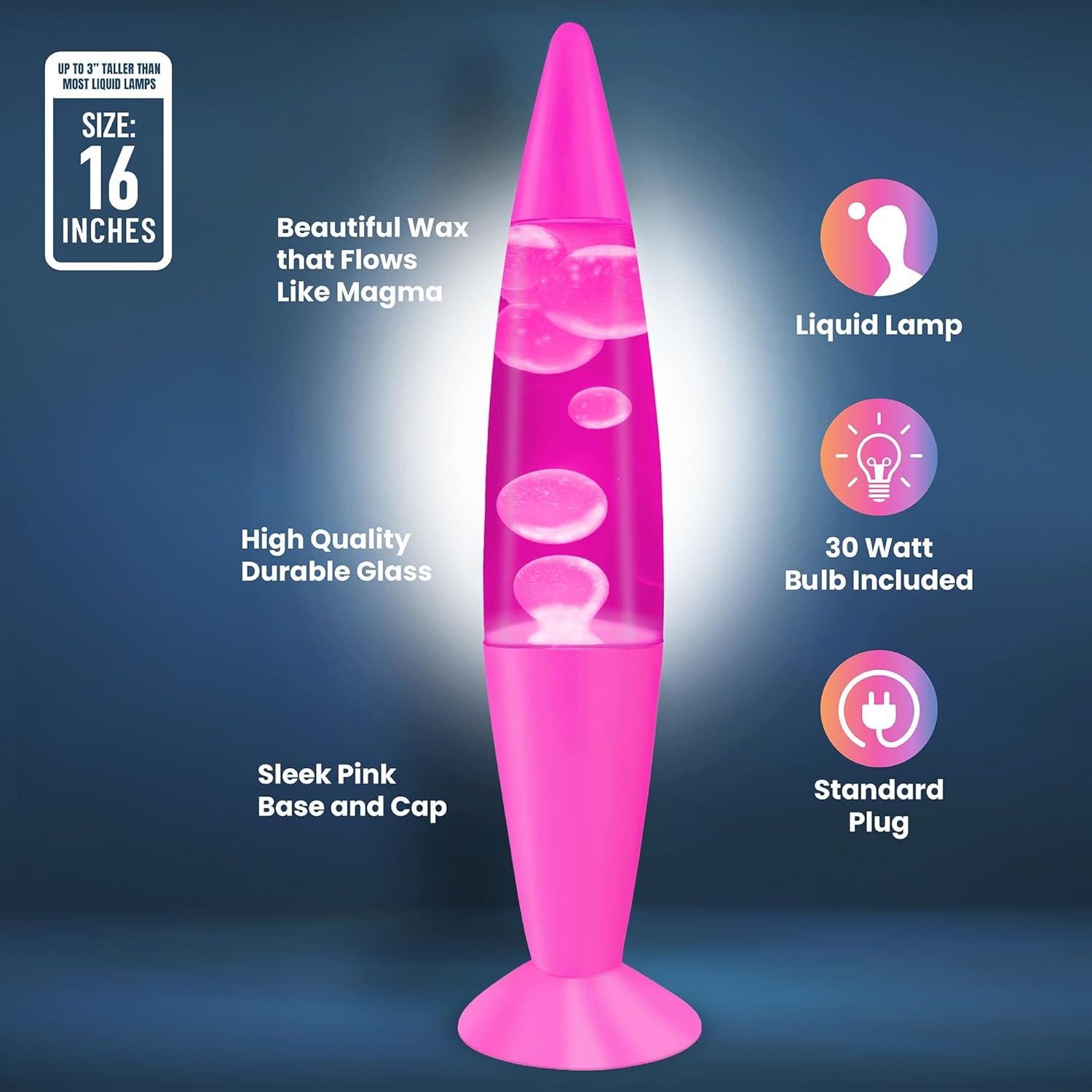 Lámpara Líquida Jambo KL-17 41.15 cm Rosa y Cera Blanca