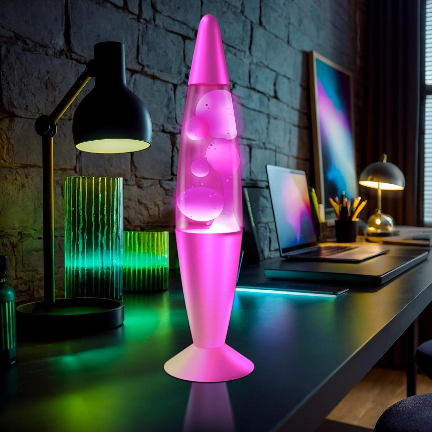 Lámpara Líquida Jambo KL-17 41.15 cm Rosa y Cera Blanca