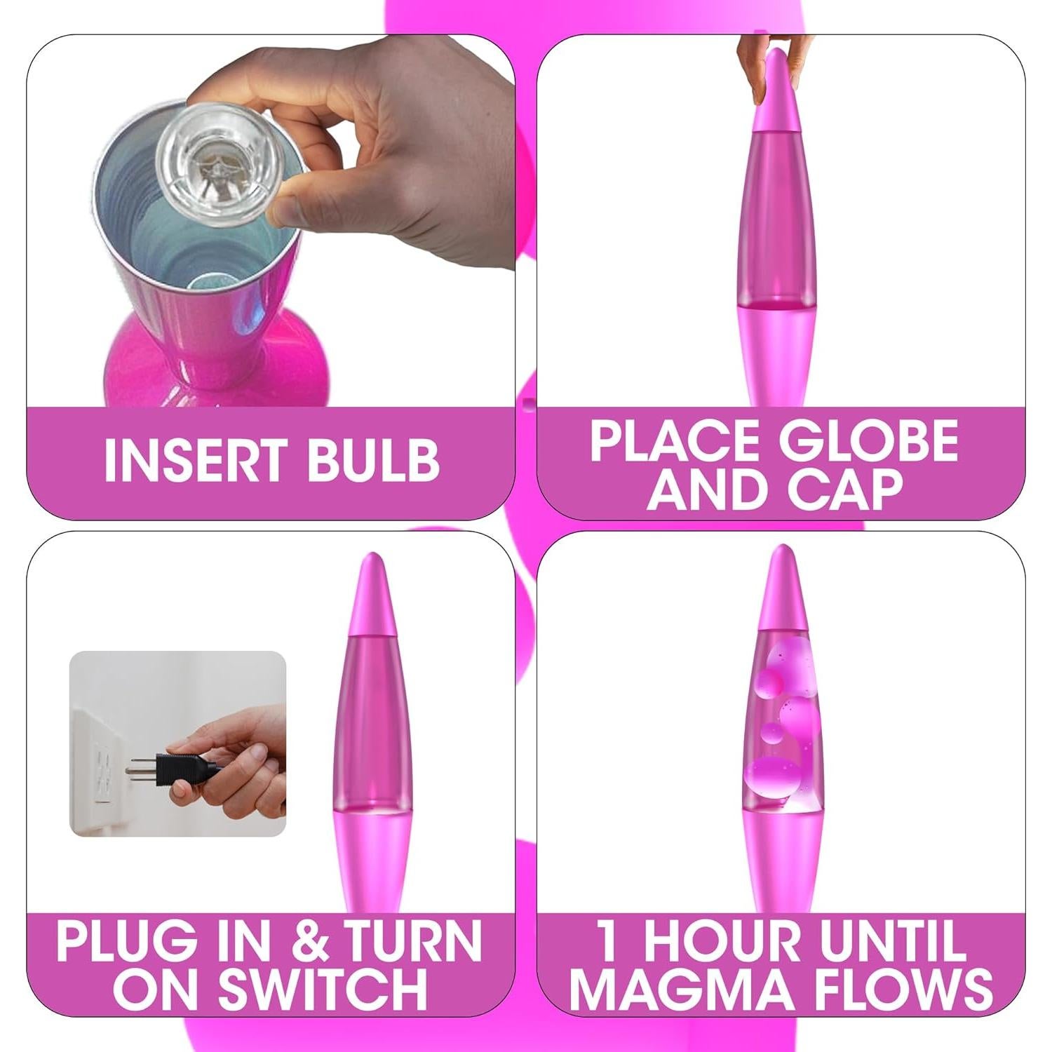 Lámpara Líquida Jambo KL-17 41.15 cm Rosa y Cera Blanca