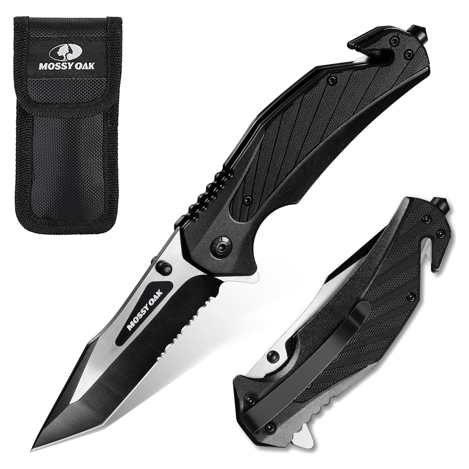 Cuchillo Plegable MOSSY OAK 12,07 cm con Rompedor de Cristales