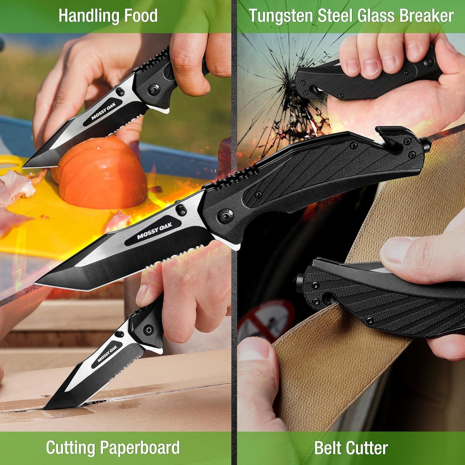 Cuchillo Plegable MOSSY OAK 12,07 cm con Rompedor de Cristales