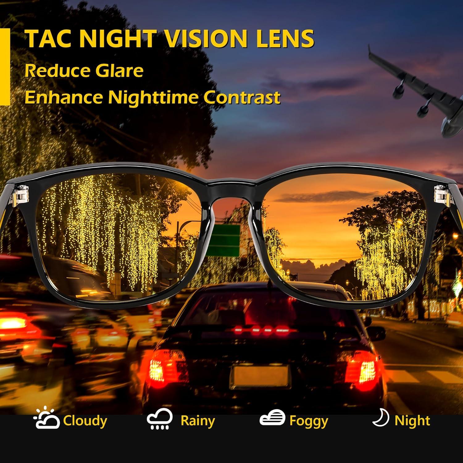 Gafas de Conducción Nocturna FEISEDY Lentes Amarillos UV