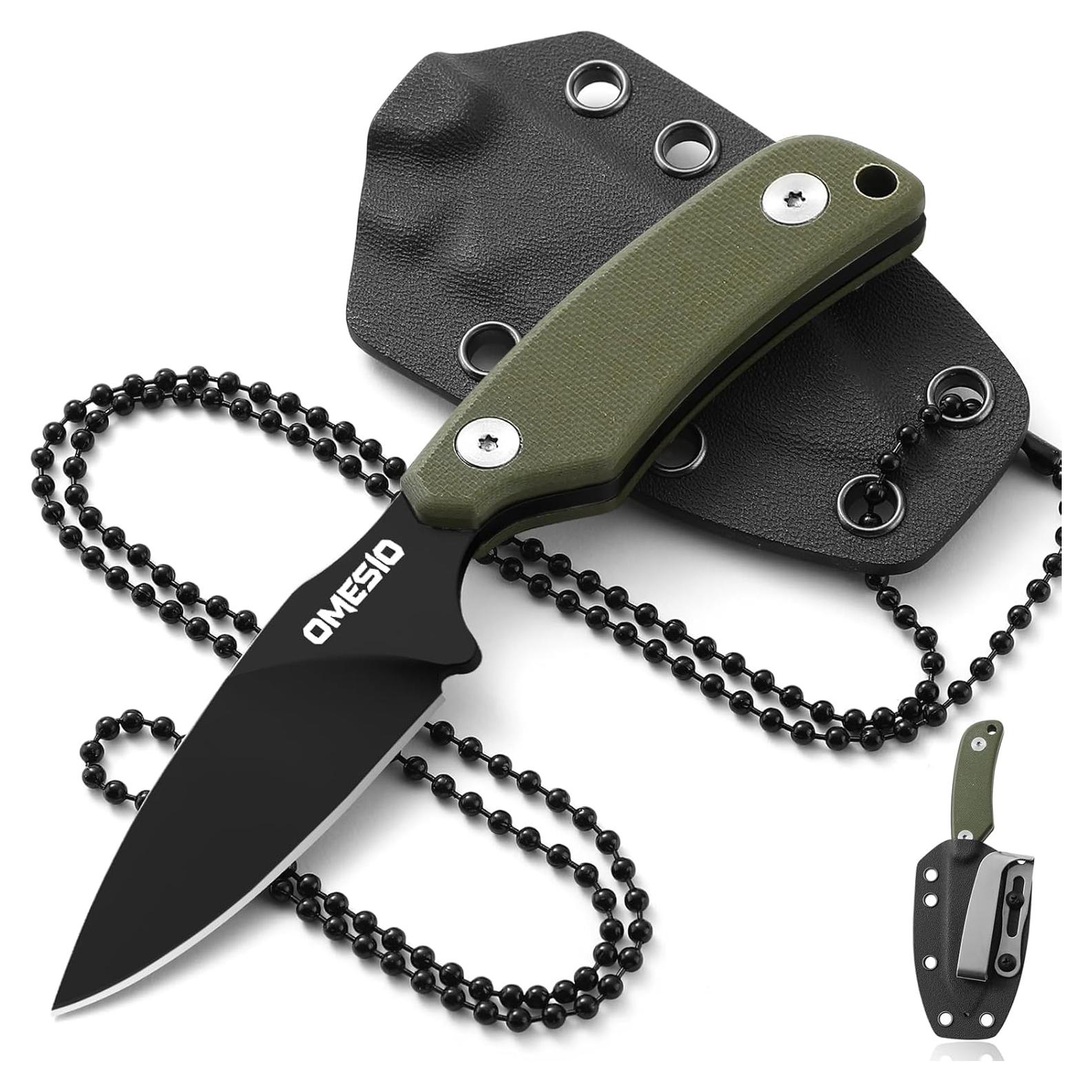 Cuchillo de Cuello Omesio 7.62 cm Hoja D2 Mango G10 Verde