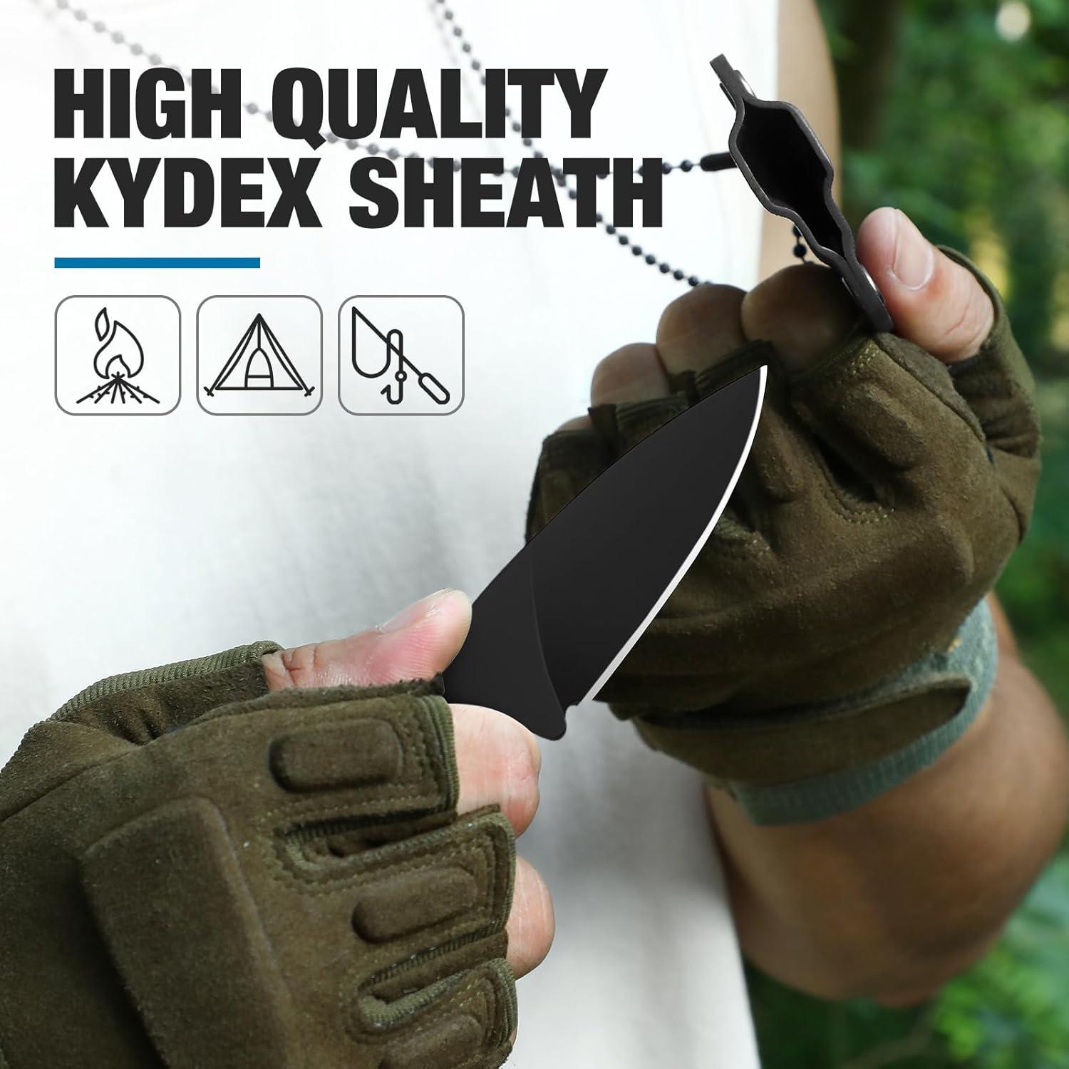 Cuchillo de Cuello Omesio 7.62 cm Hoja D2 Mango G10 Verde