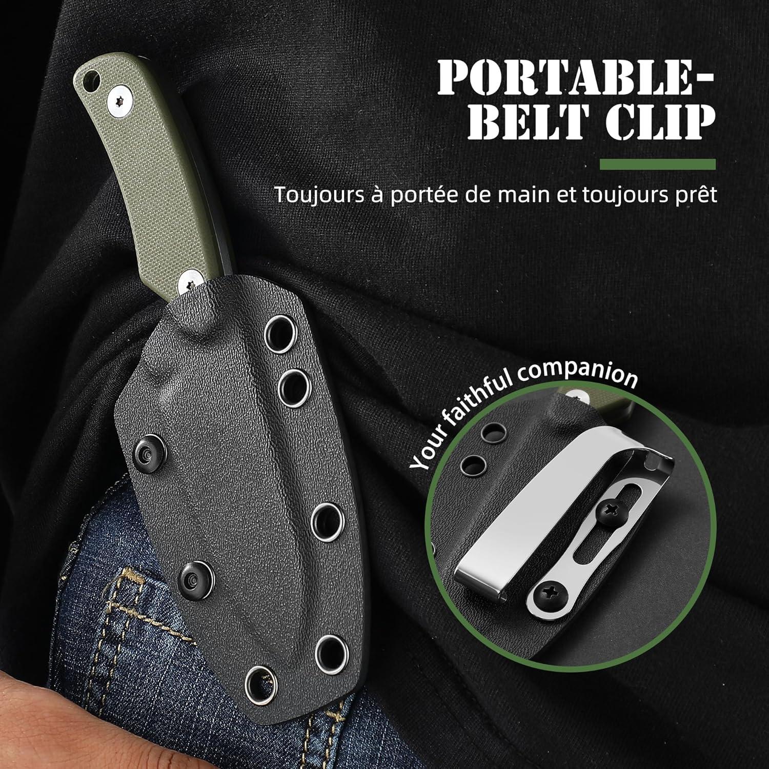 Cuchillo de Cuello Omesio 7.62 cm Hoja D2 Mango G10 Verde