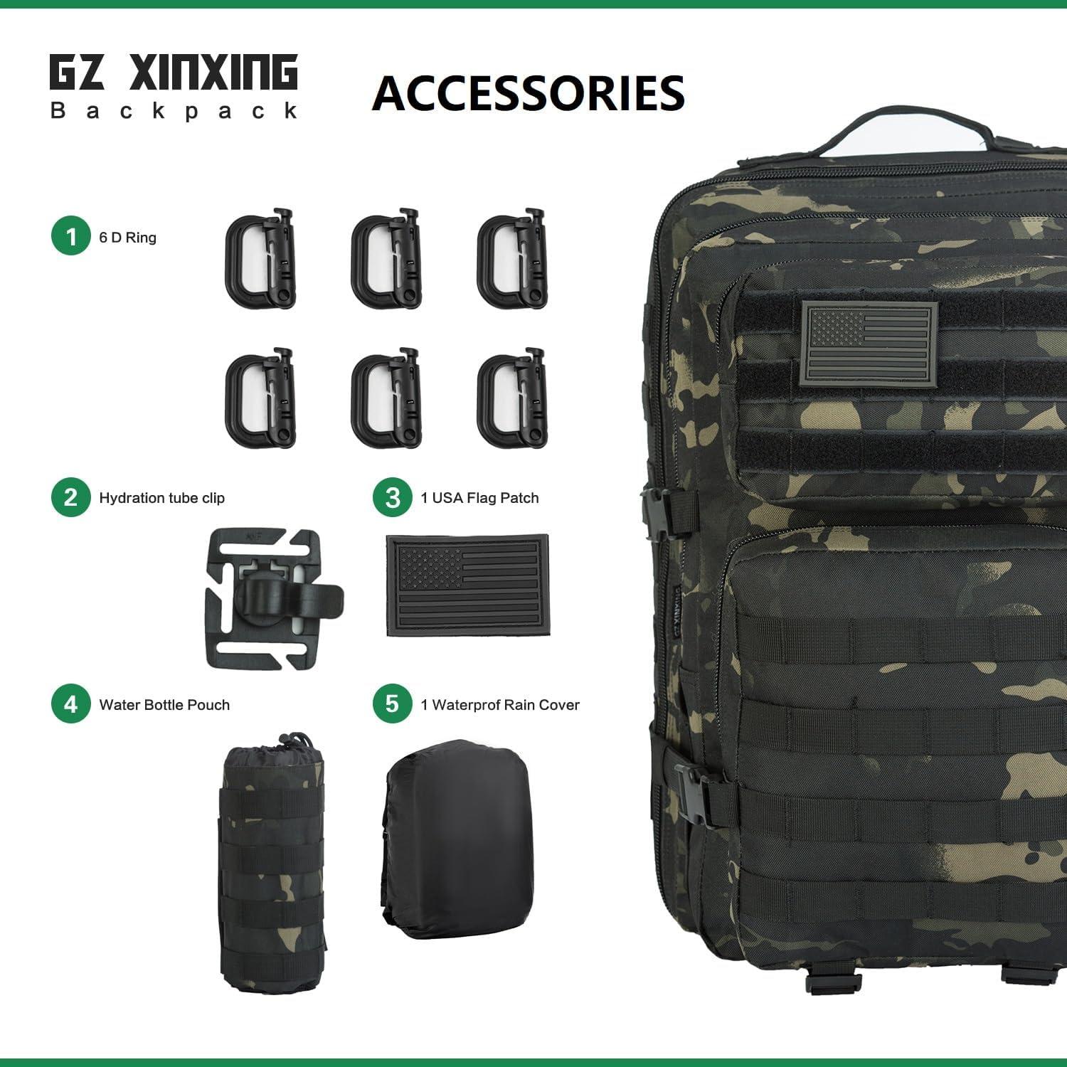 Mochila Táctica Militar GZ XINXING 45L Impermeable Negra