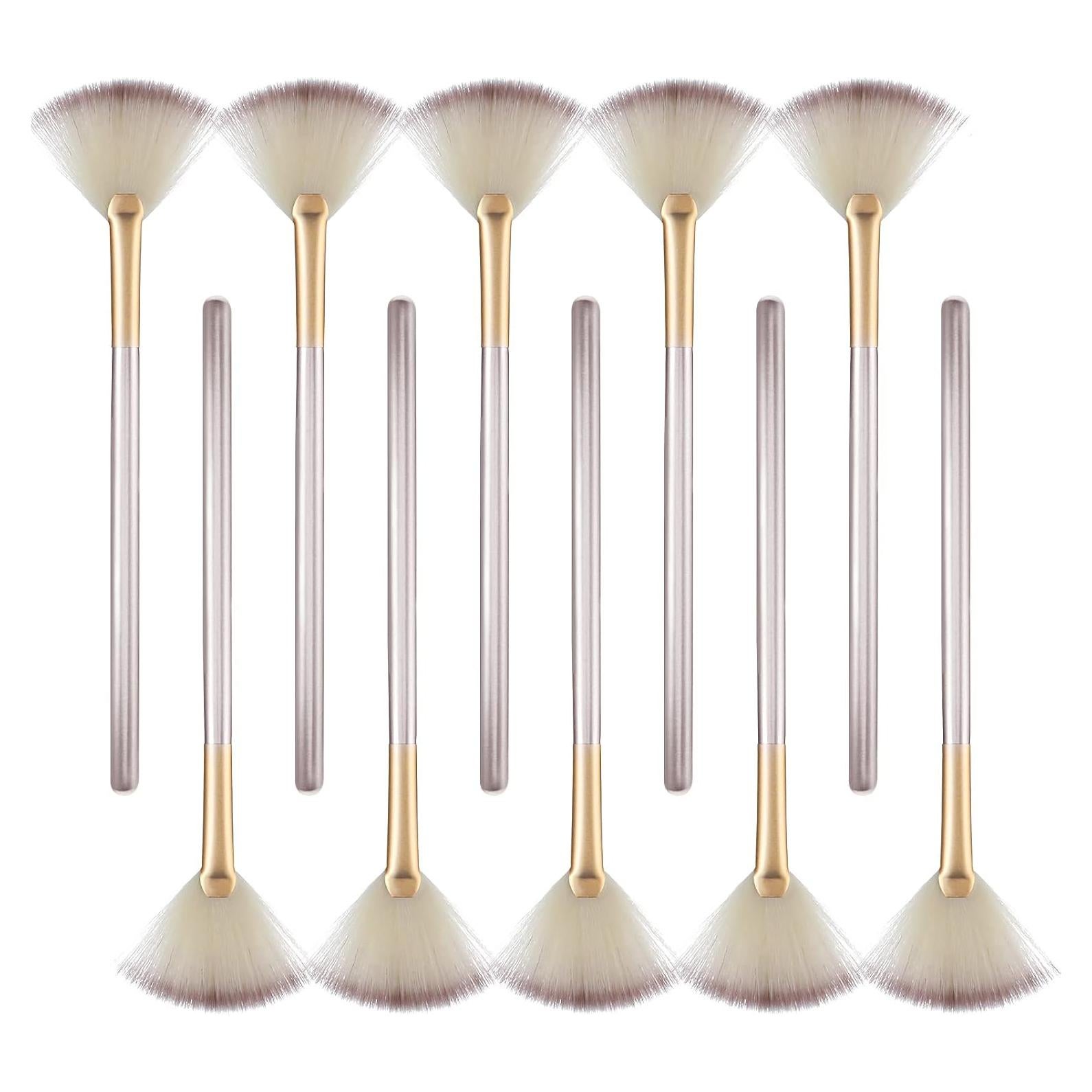 10 Pinceles de Abanico Prasacco para Facial 18.5 cm