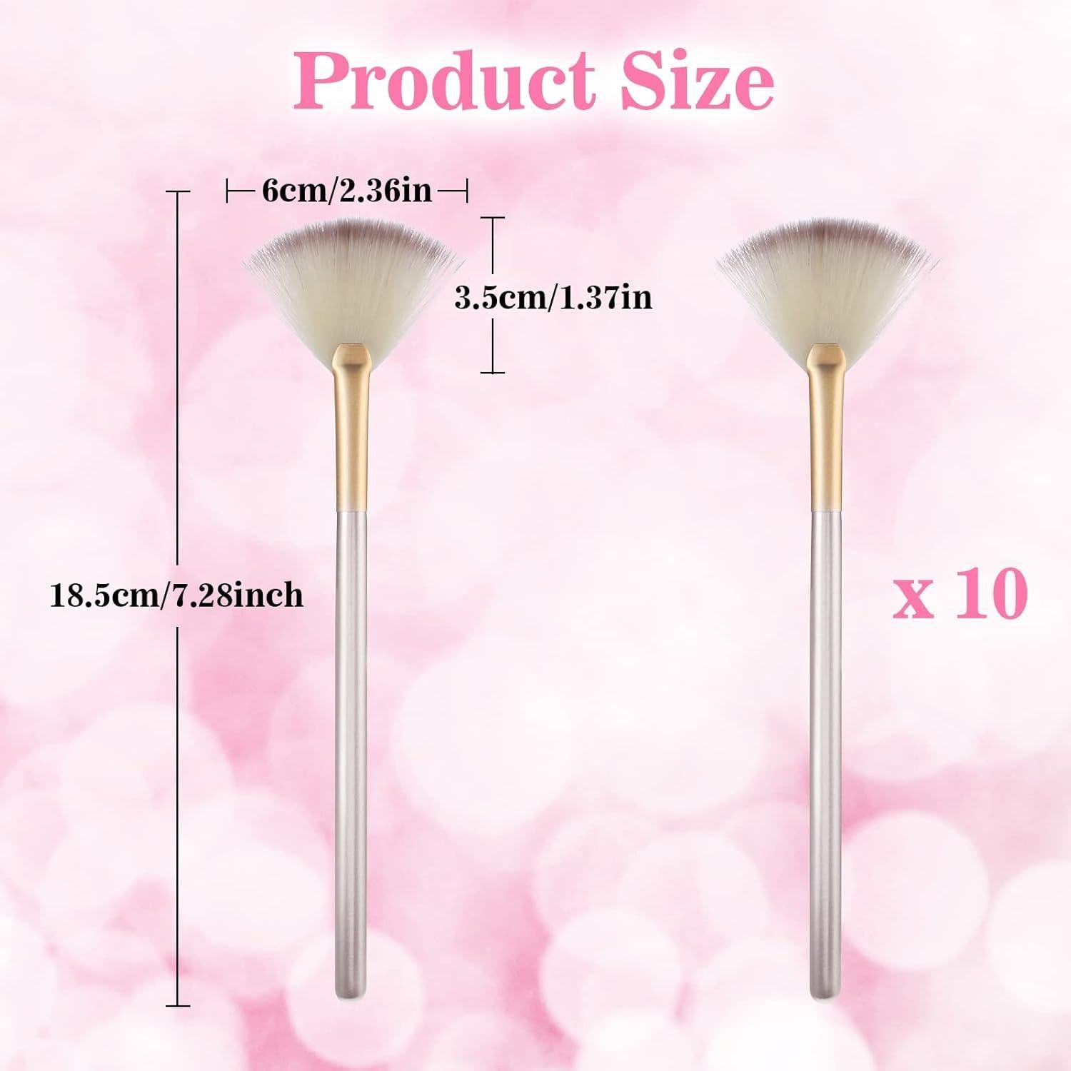 10 Pinceles de Abanico Prasacco para Facial 18.5 cm