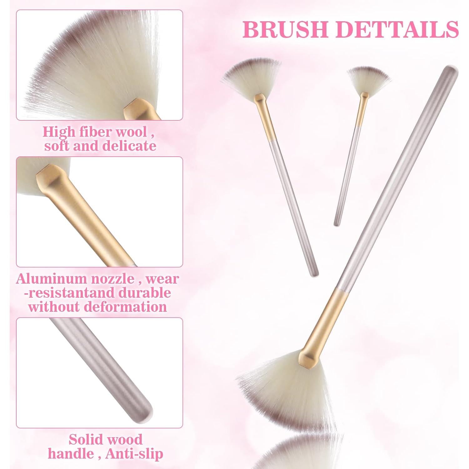 10 Pinceles de Abanico Prasacco para Facial 18.5 cm