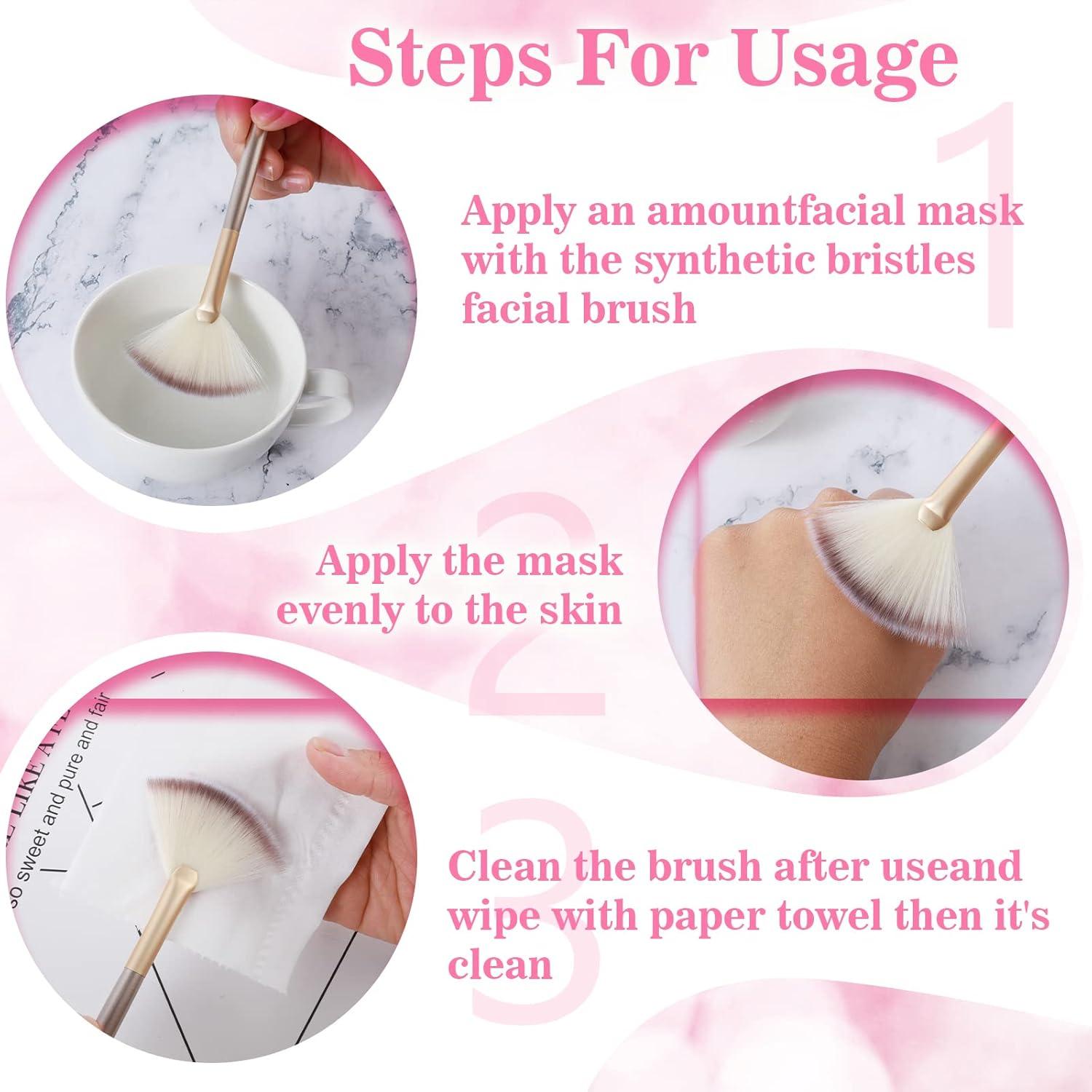 10 Pinceles de Abanico Prasacco para Facial 18.5 cm