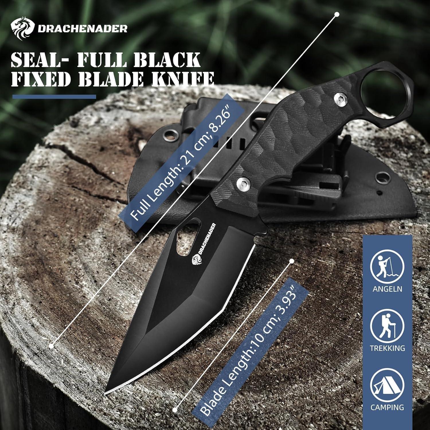 Cuchillo de Supervivencia DRACHENADER SEAL-FULL BLACK 10cm