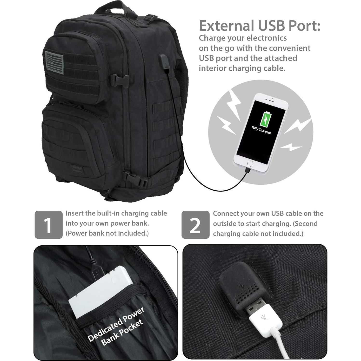 Mochila Táctica Rockland para Laptop 17" Negra Grande