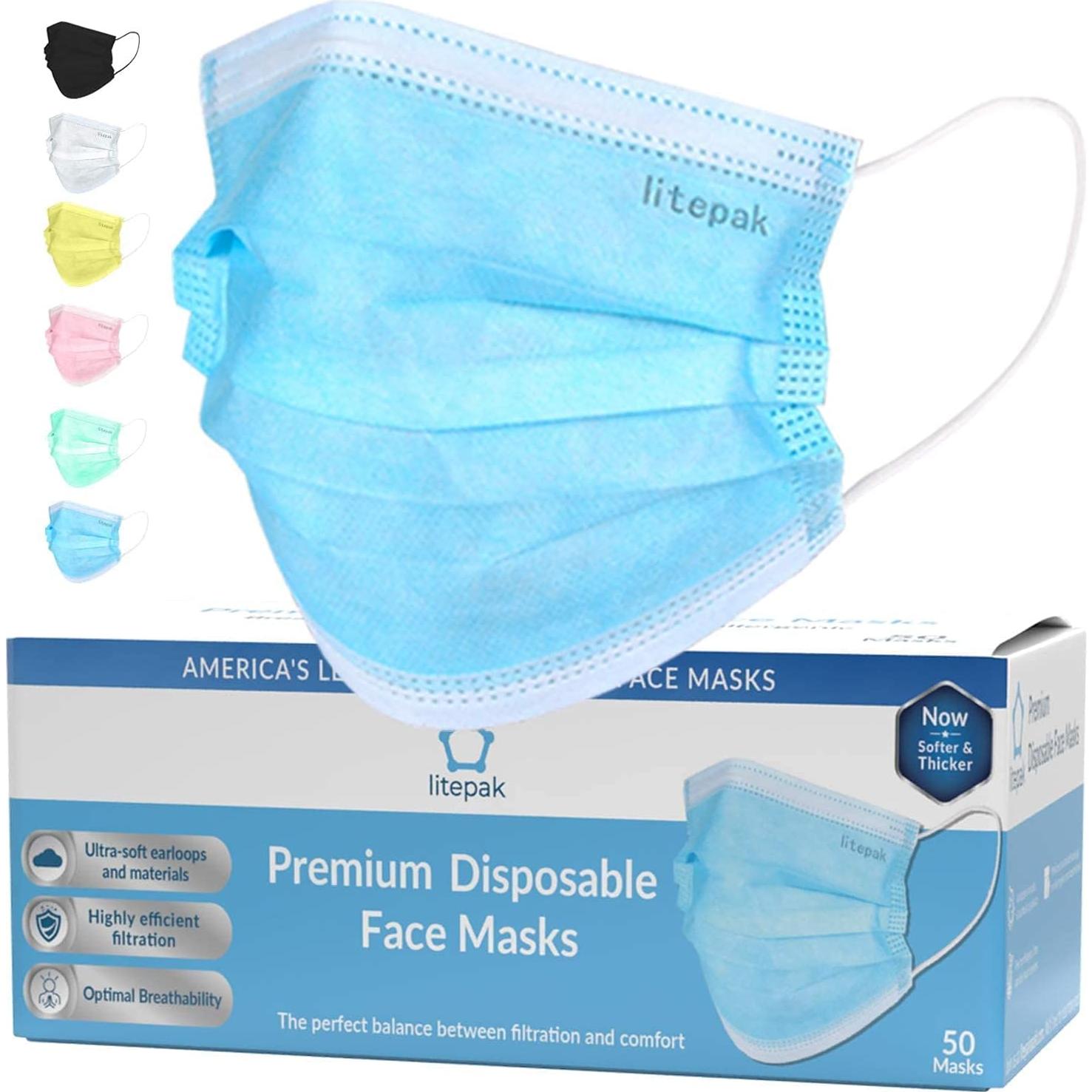 Mascarillas Desechables Negras Litepak 2000 Piezas 3 Capas