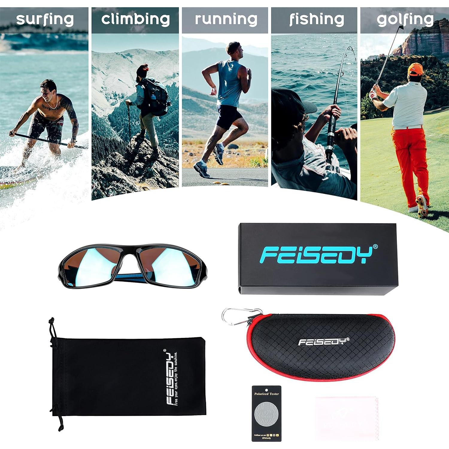 Gafas de Sol Polarizadas FEISEDY para Hombres Lentes Amarillos