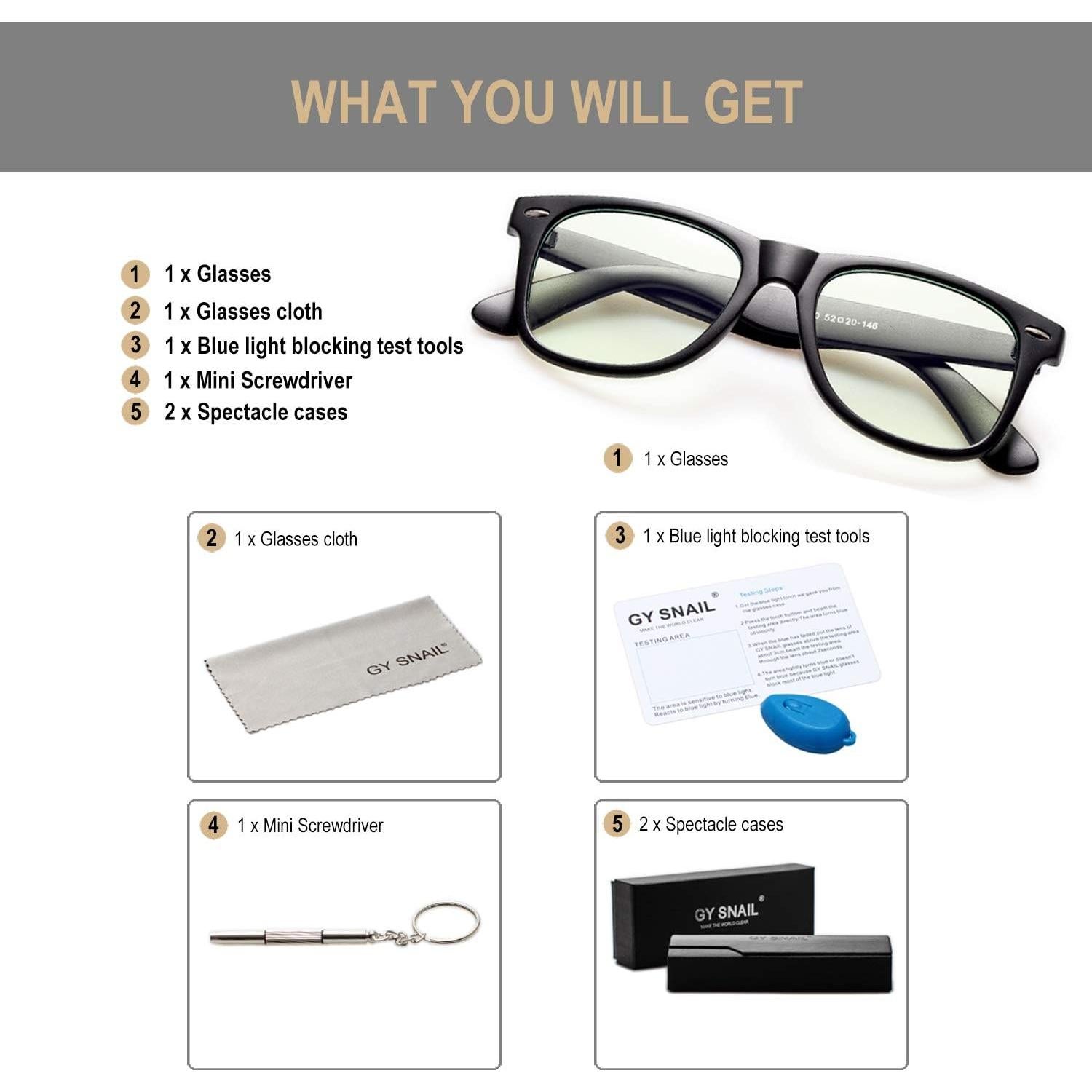 Gafas de Bloqueo de Luz Azul GY Snail para Hombres - Modelo 2140