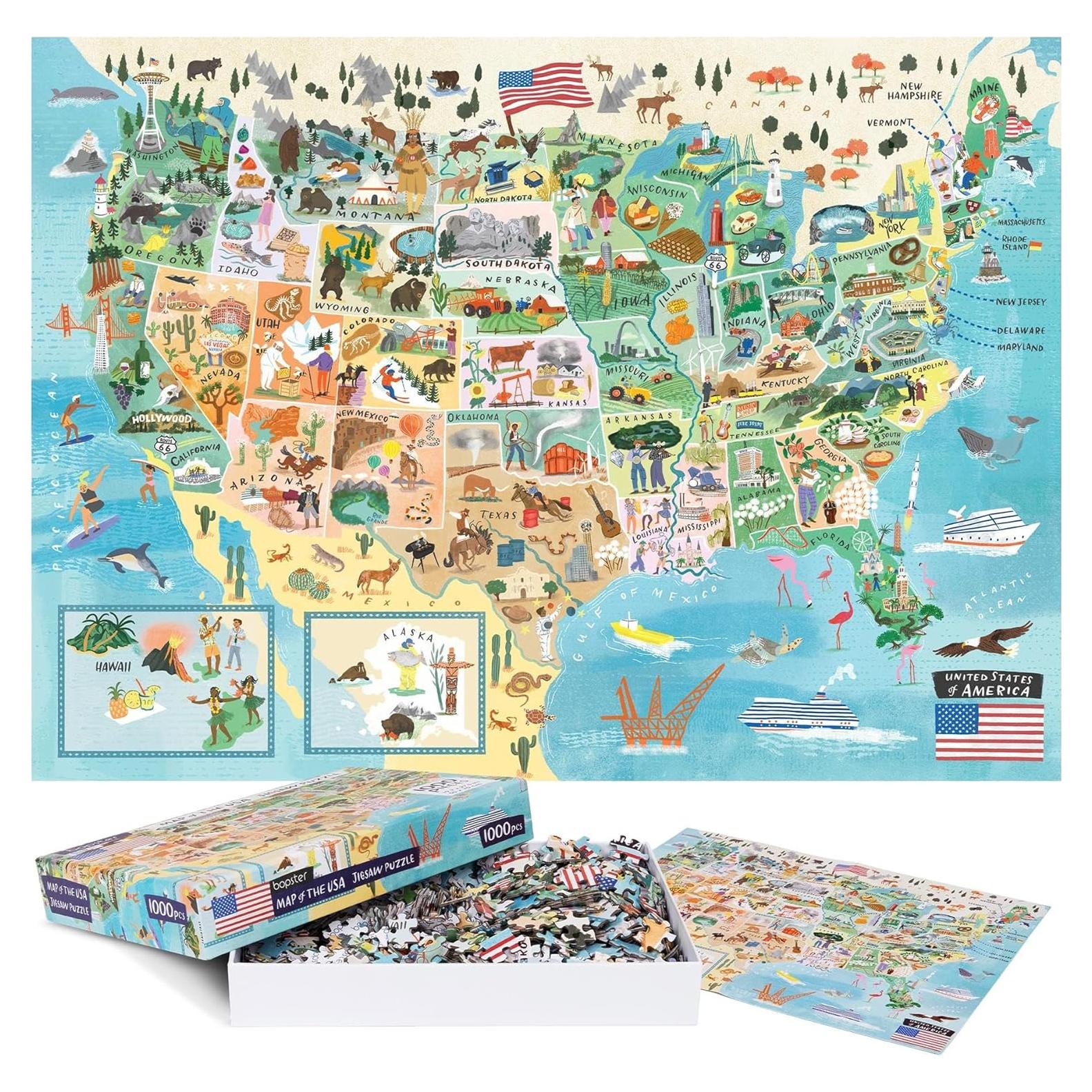 Rompecabezas Mapa de EE. UU. 1000 Piezas Bopster