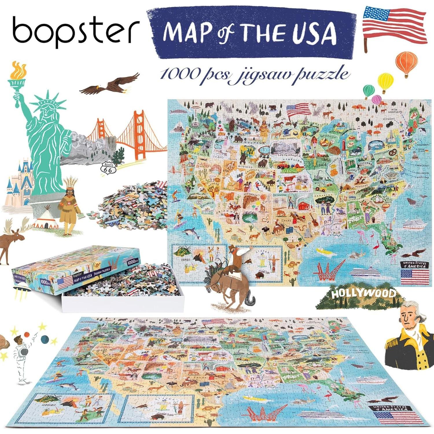 Rompecabezas Mapa de EE. UU. 1000 Piezas Bopster