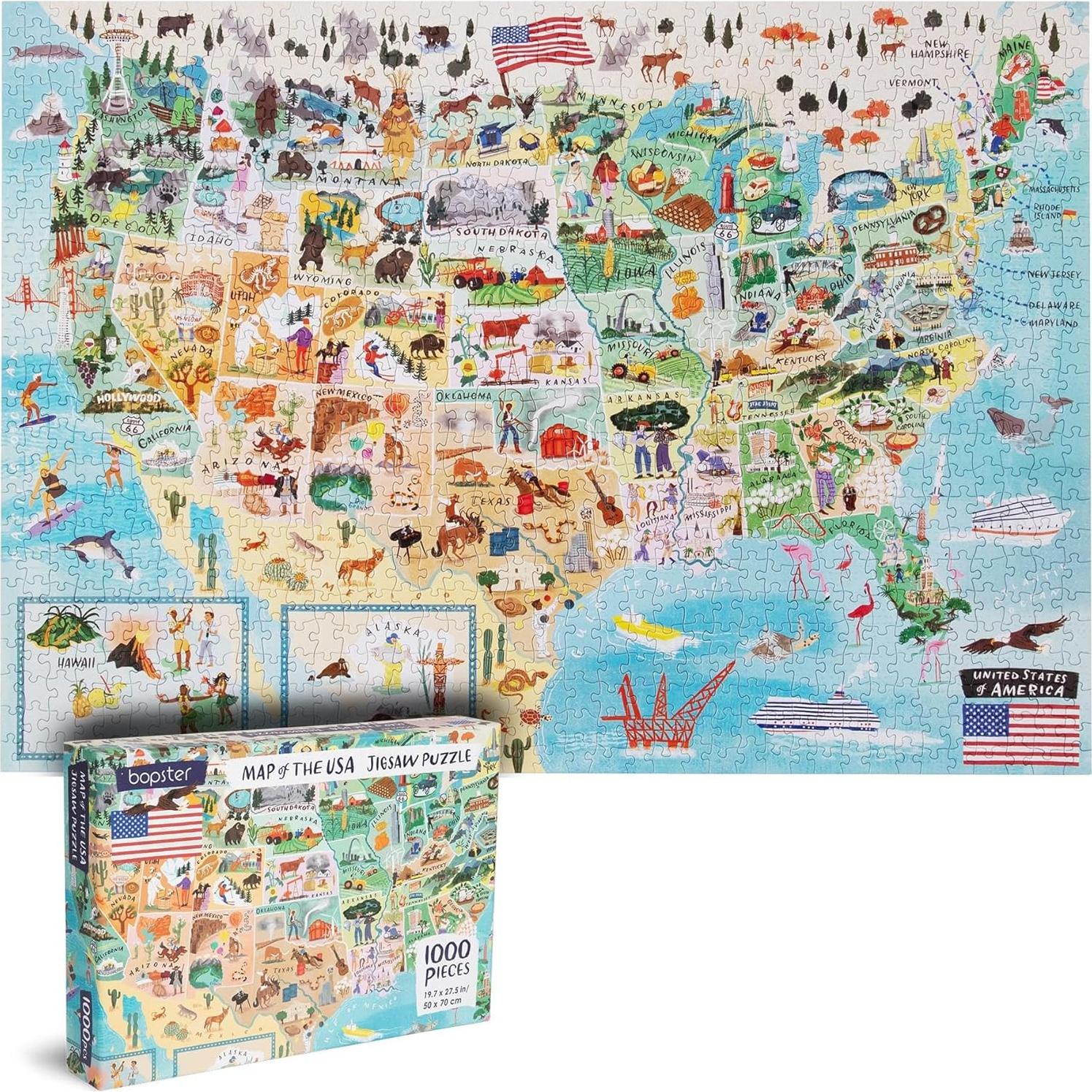 Rompecabezas Mapa de EE. UU. 1000 Piezas Bopster