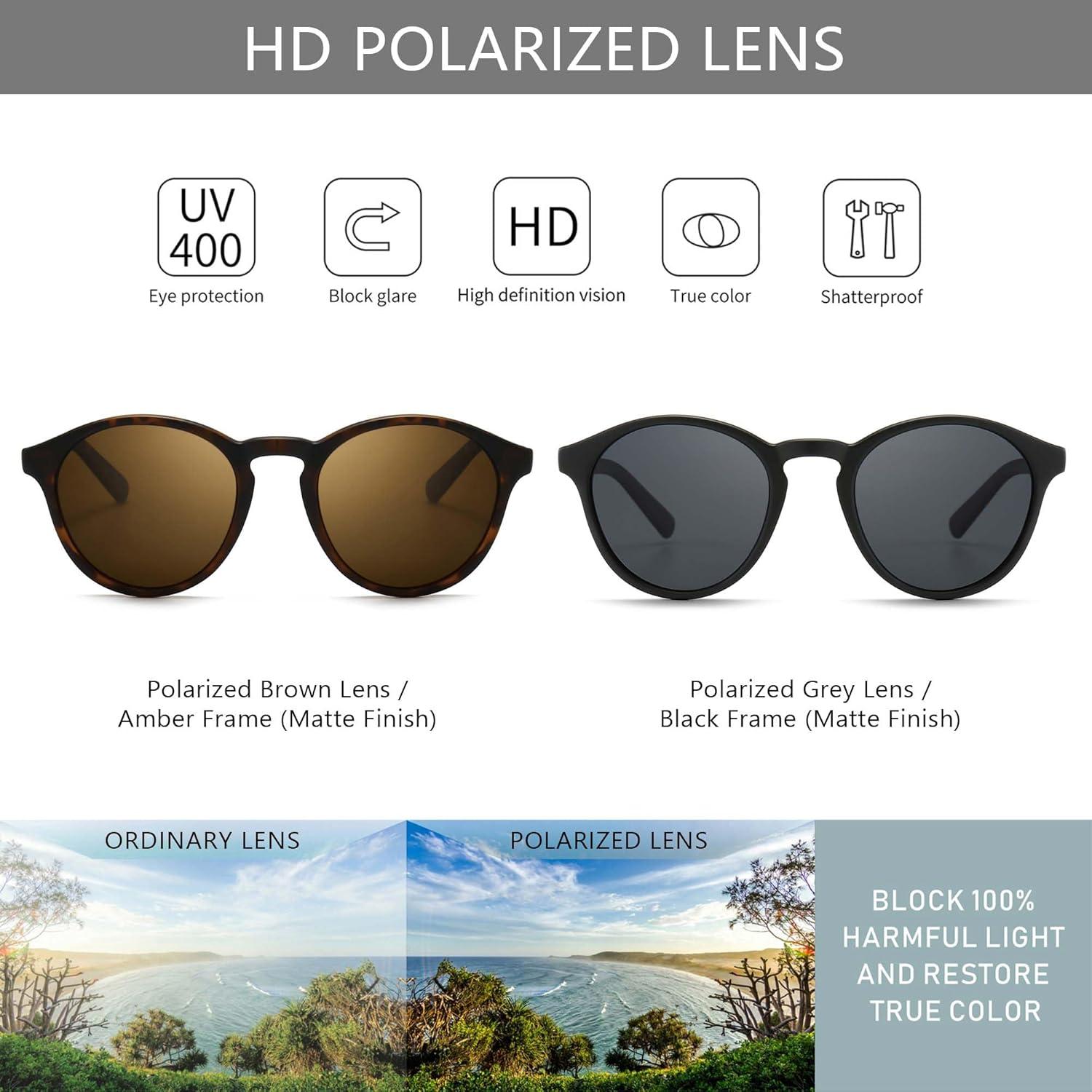 Gafas de Sol Polarizadas Redondas Sunggait UV400 - Paquete de 2