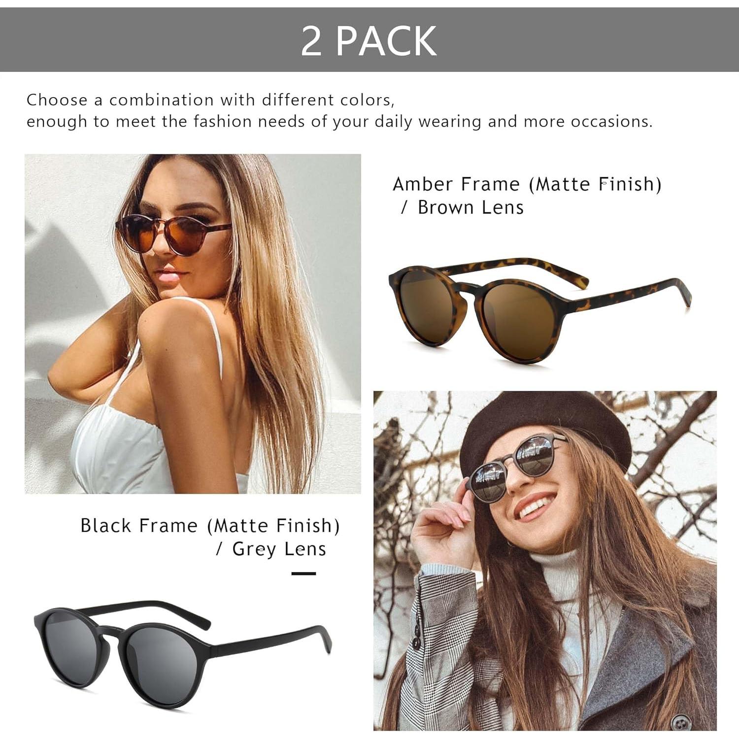 Gafas de Sol Polarizadas Redondas Sunggait UV400 - Paquete de 2