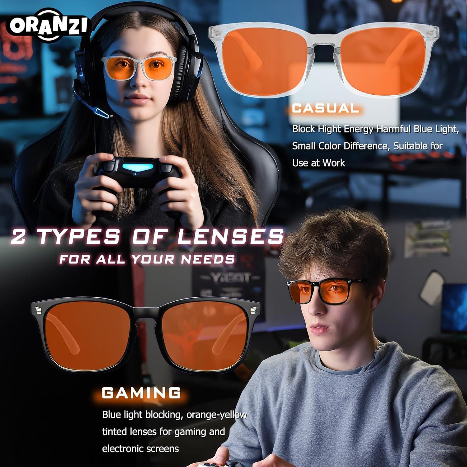 Gafas bloqueadoras de luz azul ORANZI OG01 - Lentes ámbar anti fatiga