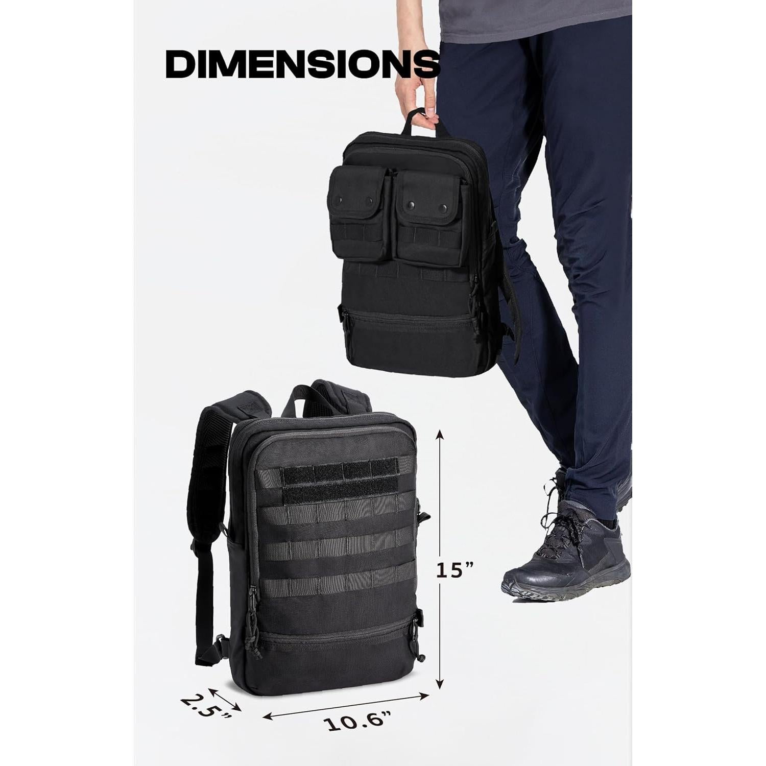 Mochila táctica Cargo Works® EDC 15" negra con MOLLE