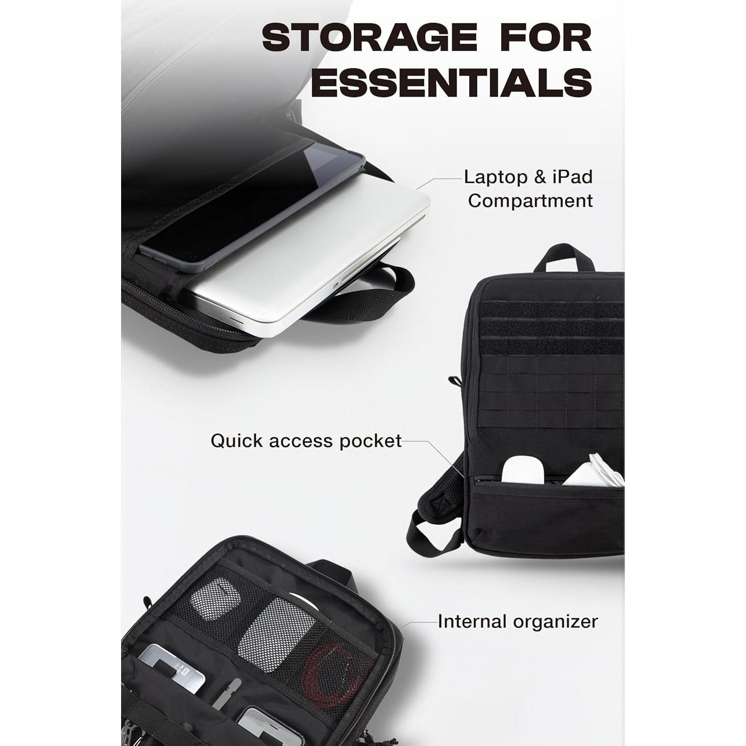 Mochila táctica Cargo Works® EDC 15" negra con MOLLE