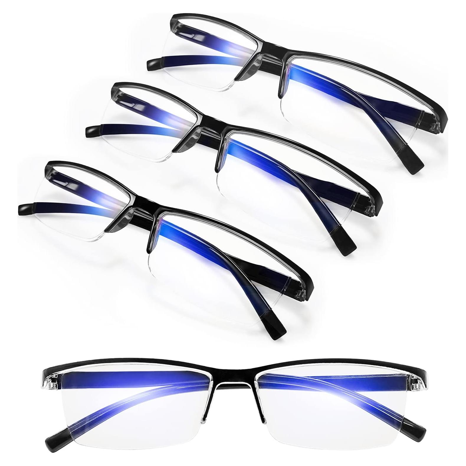 Paquete de 4 Gafas de Lectura Negras 1.0 Bloqueadoras Luz Azul