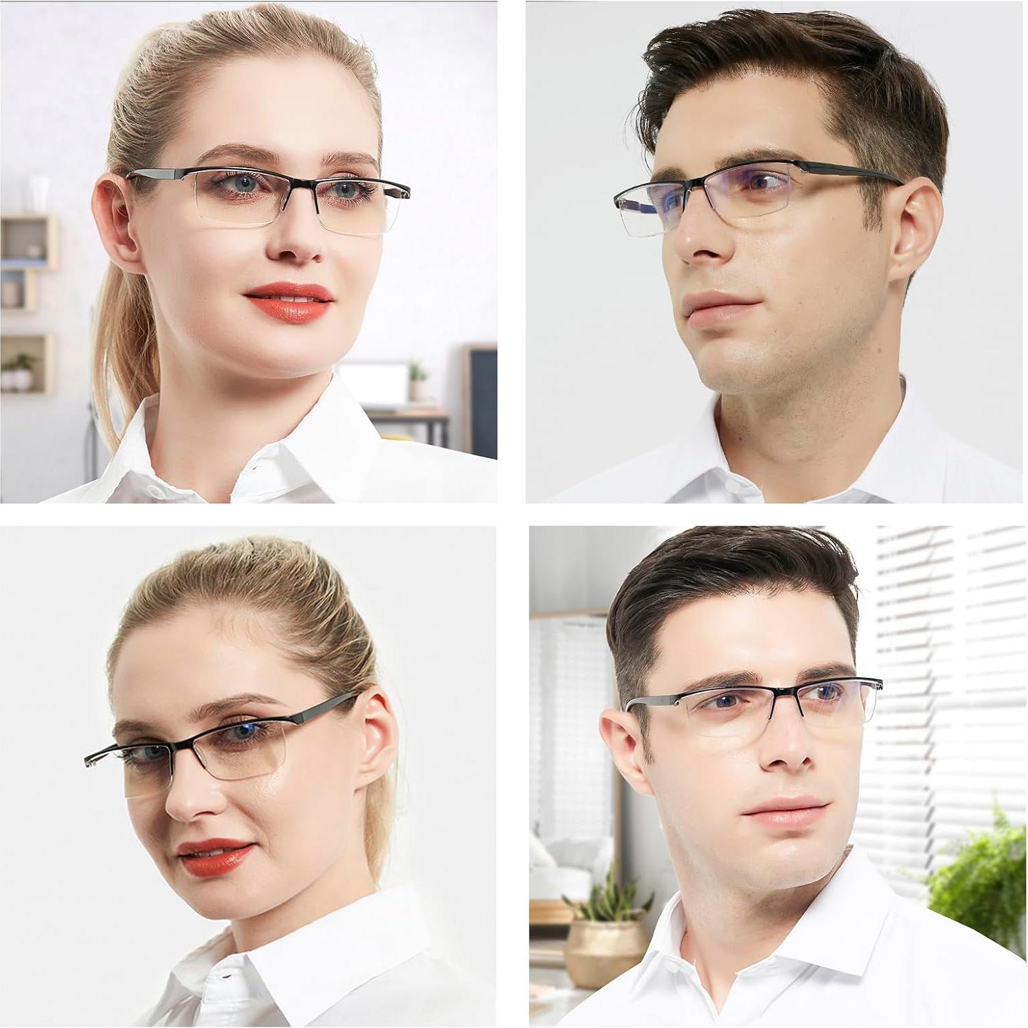 Paquete de 4 Gafas de Lectura Negras 1.0 Bloqueadoras Luz Azul