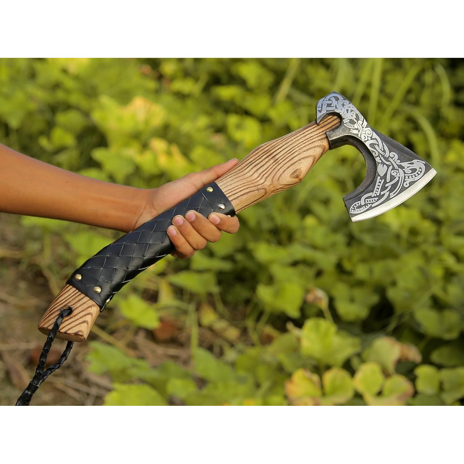 Hacha Vikinga Ancilla 36.83 cm Acero Carbono Mango Madera