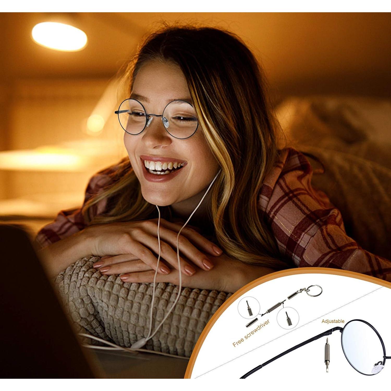 Gafas Redondas Anti Luz Azul Brigtlaiff Unisex con Montura Metal