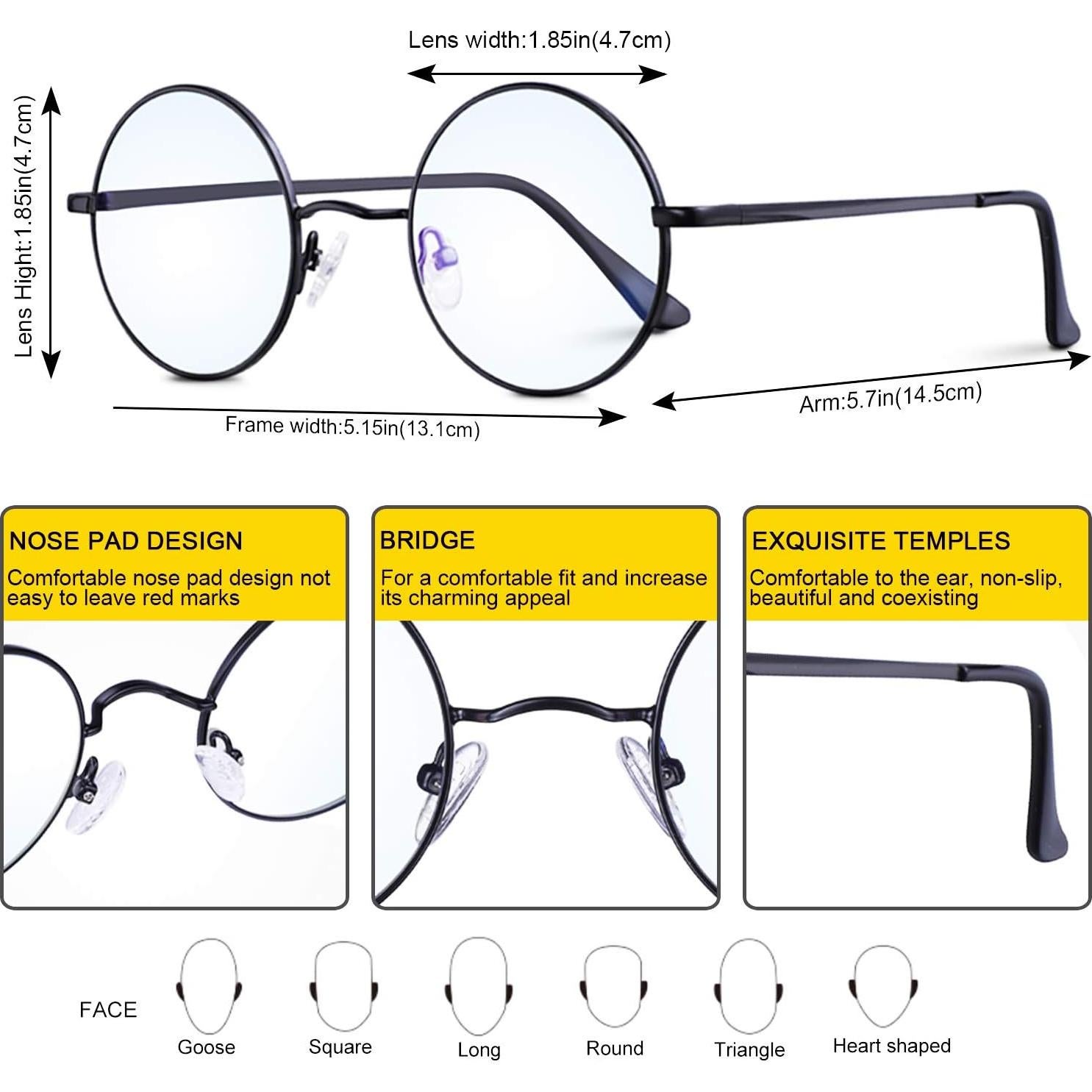 Gafas Redondas Anti Luz Azul Brigtlaiff Unisex con Montura Metal