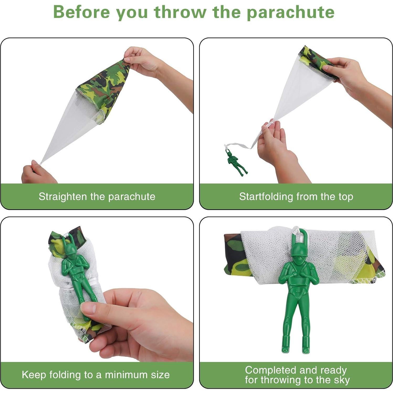 Paquete de 6 Paracaídas Camo Ledorr para Niños 3-10 Años