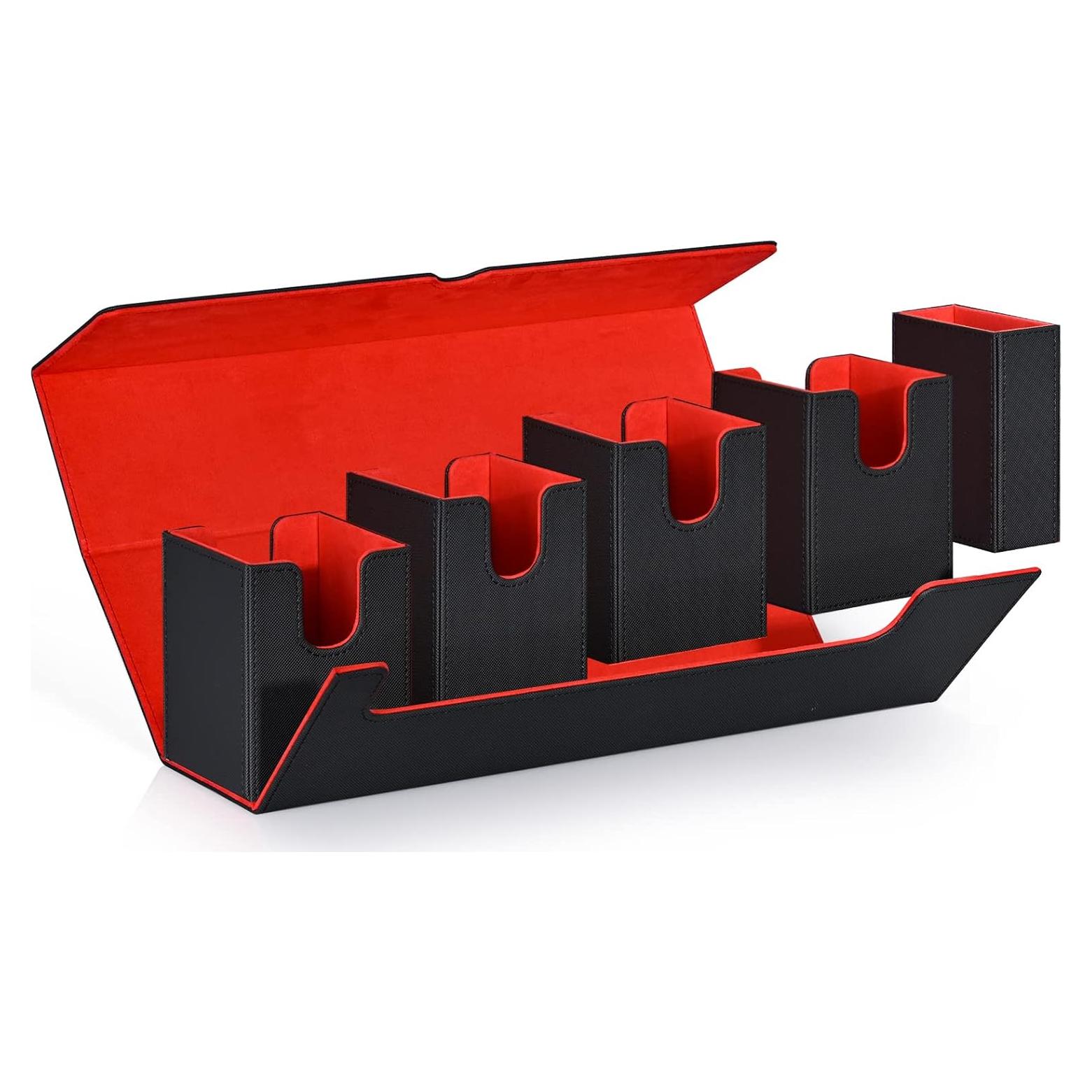 Caja de Barajas 5 en 1 UAONO para MTG y Yugioh - Negro Rojo