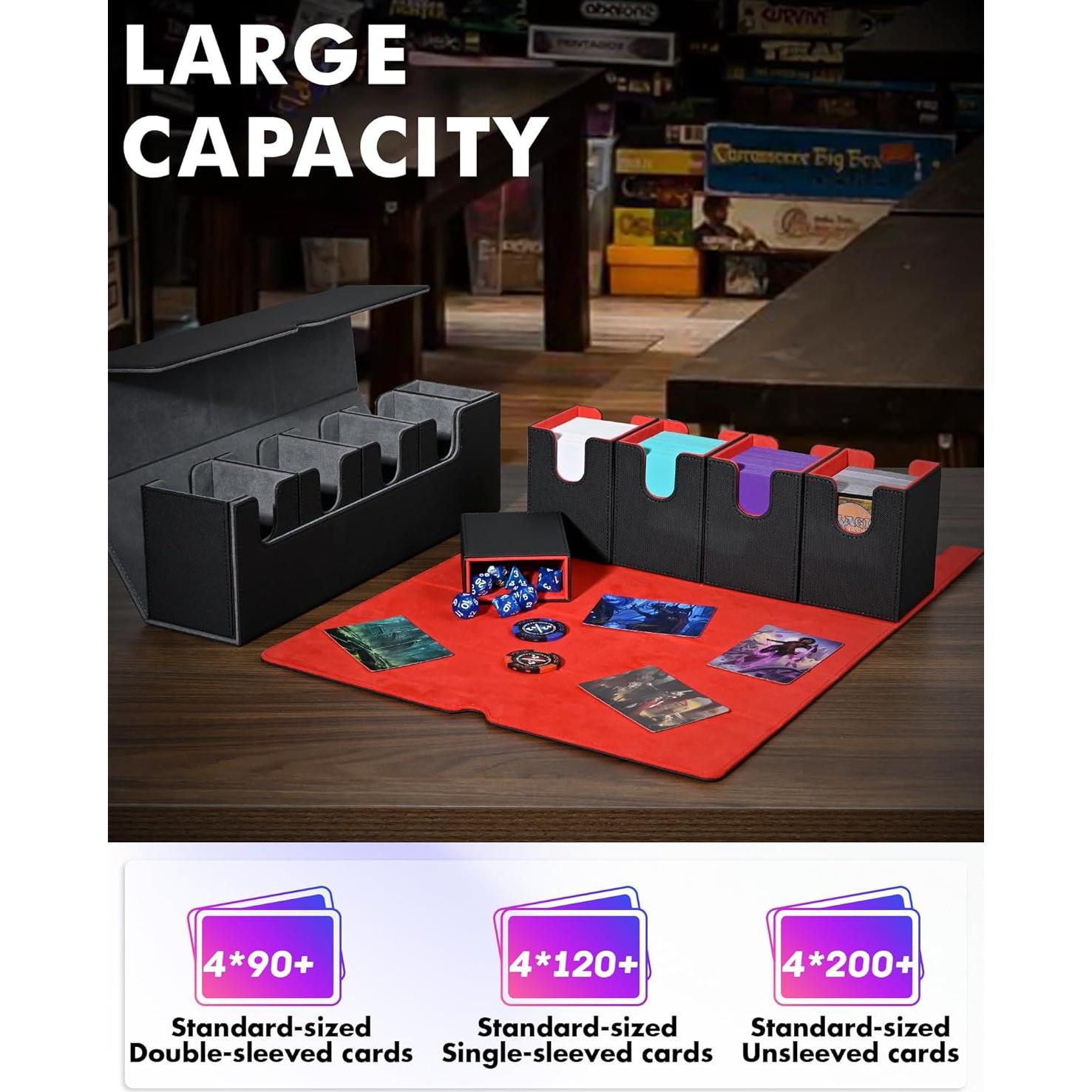 Caja de Barajas 5 en 1 UAONO para MTG y Yugioh - Negro Rojo